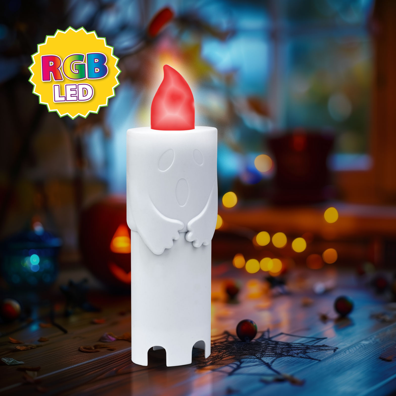 Lampă LED Halloween - fantomă - LED 4 culori - 12 x 4,5 x 3 cm [0]