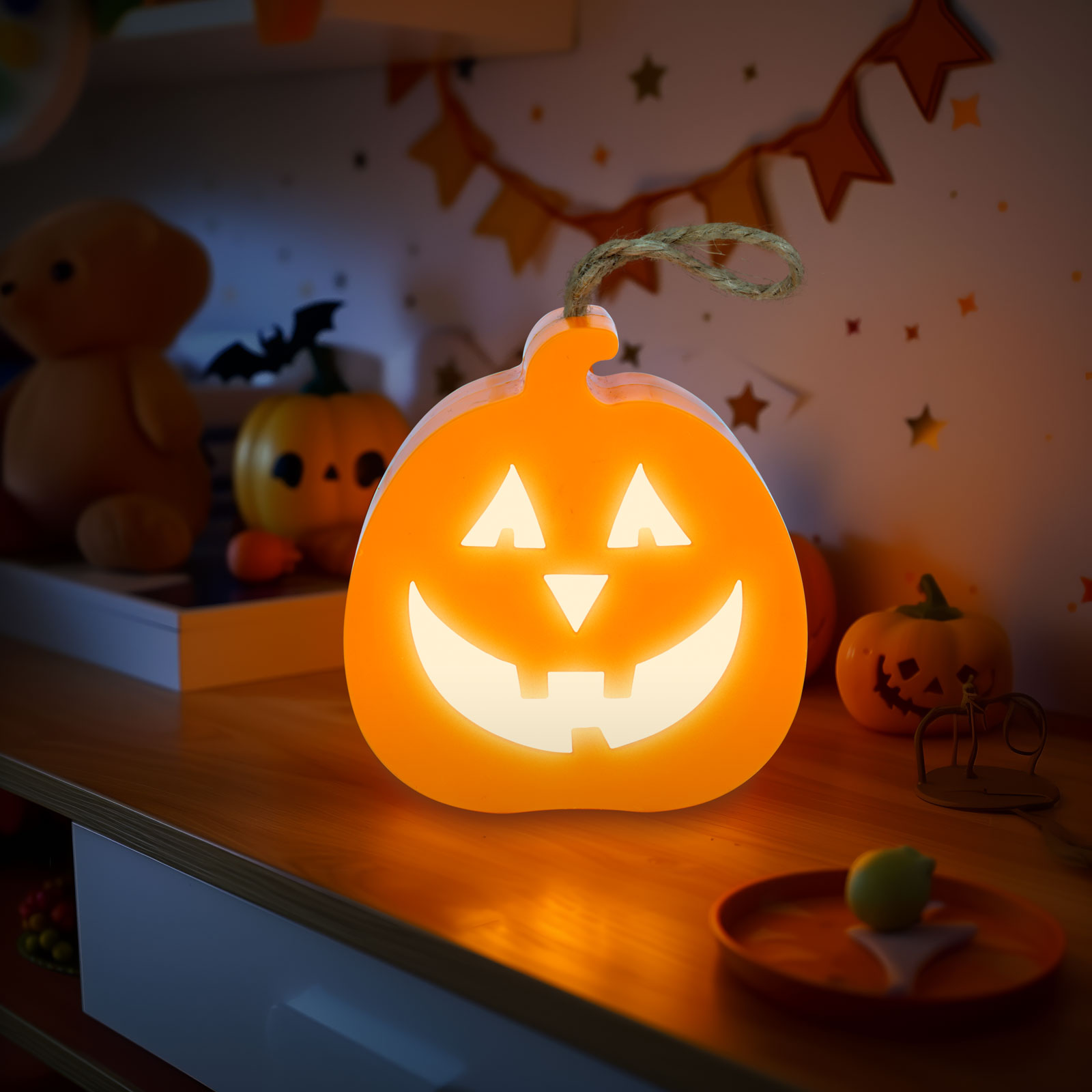 Decor LED Halloween - dovleac - LED RGB - 3 x LR1130 - 8,5 x 9 x 4 cm [0]