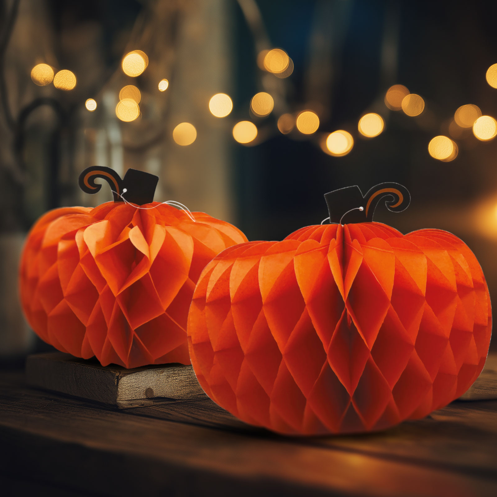 Decorațiune de Halloween - lampion dovleac - hârtie - 25/30 cm - 2 buc / set [0]