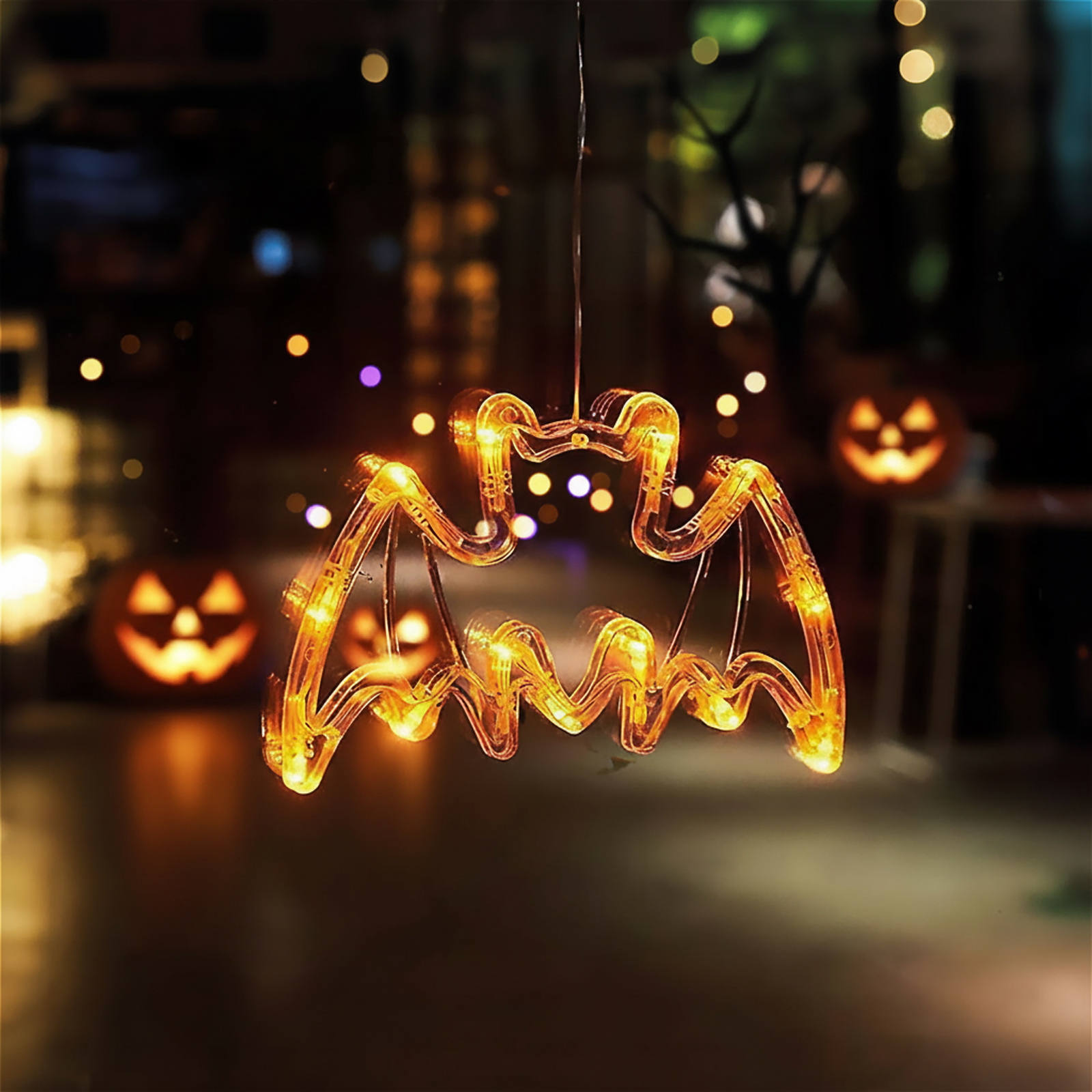Decorațiune luminoasă de Halloween - liliac - cu ventuză - 12 LED - 20 x 18,5 cm - 3 x AAA [0]