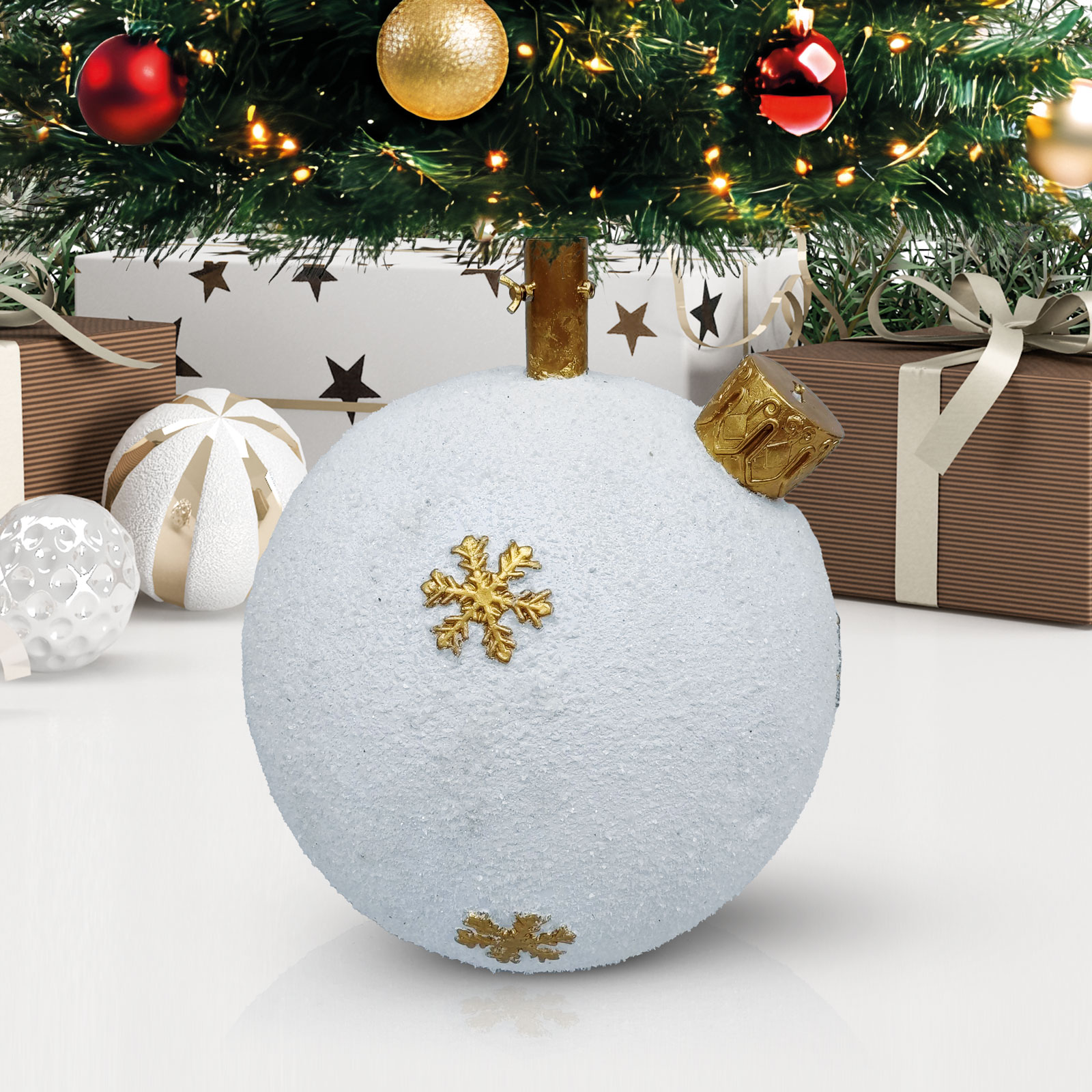 Suport pentru brad de Crăciun - glob decorativ - piatră artificială - 41 x 41 x 47 cm [0]