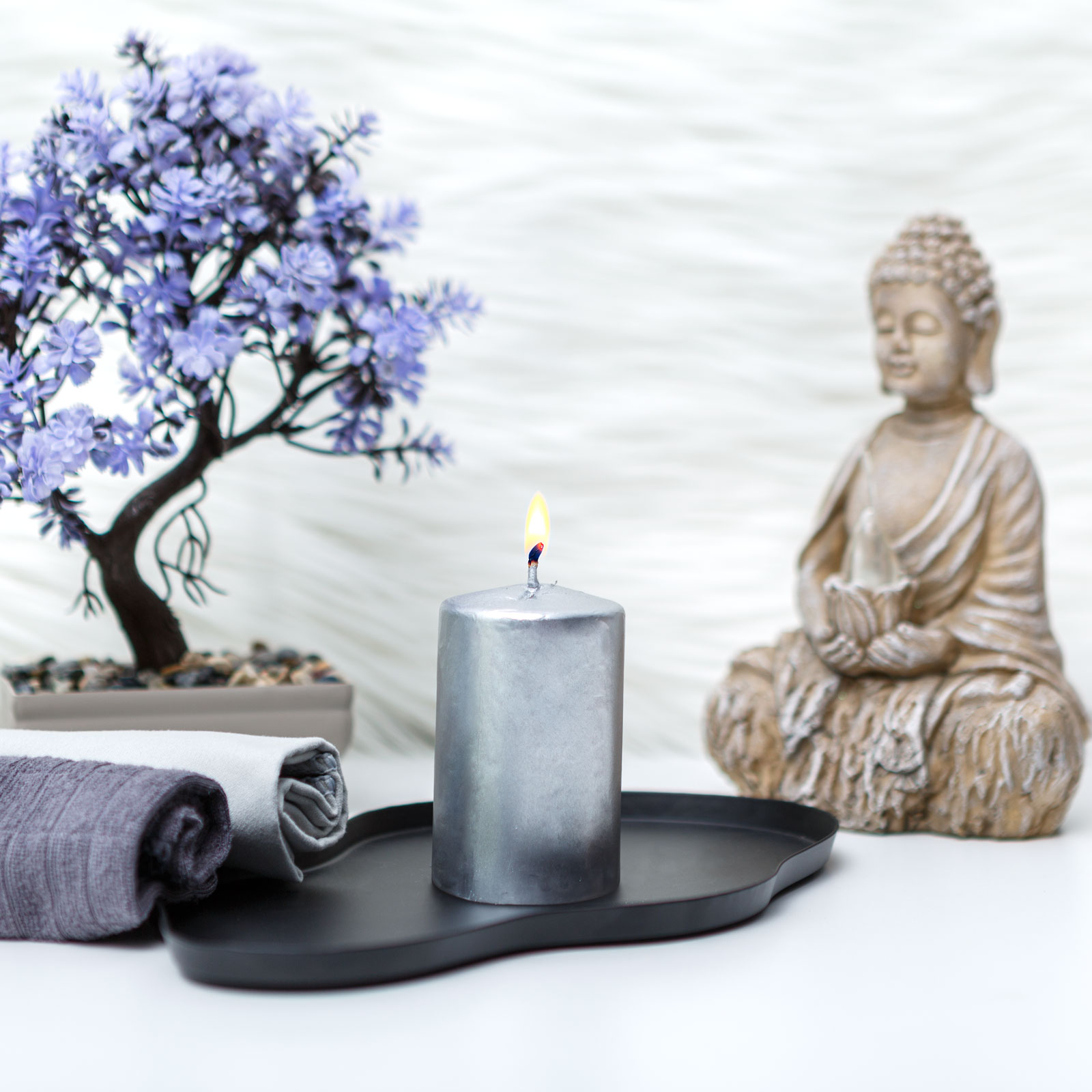 Lumanare - argintie, fara parfum - 130 g [0]