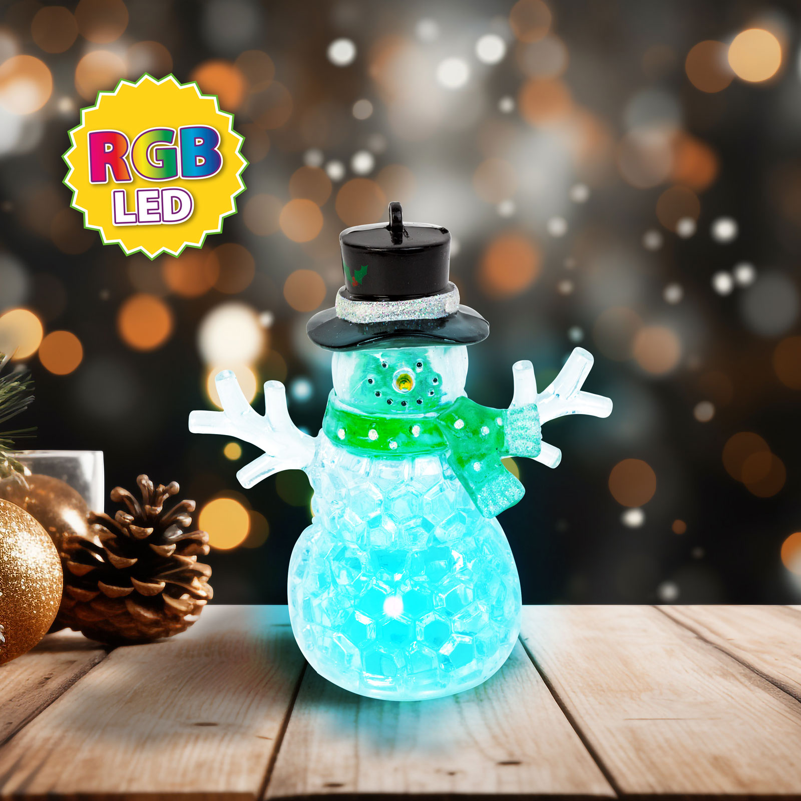 Om de zăpadă cu LED de Crăciun - verde - LED RGB - 9 x 8 x 5 cm [0]