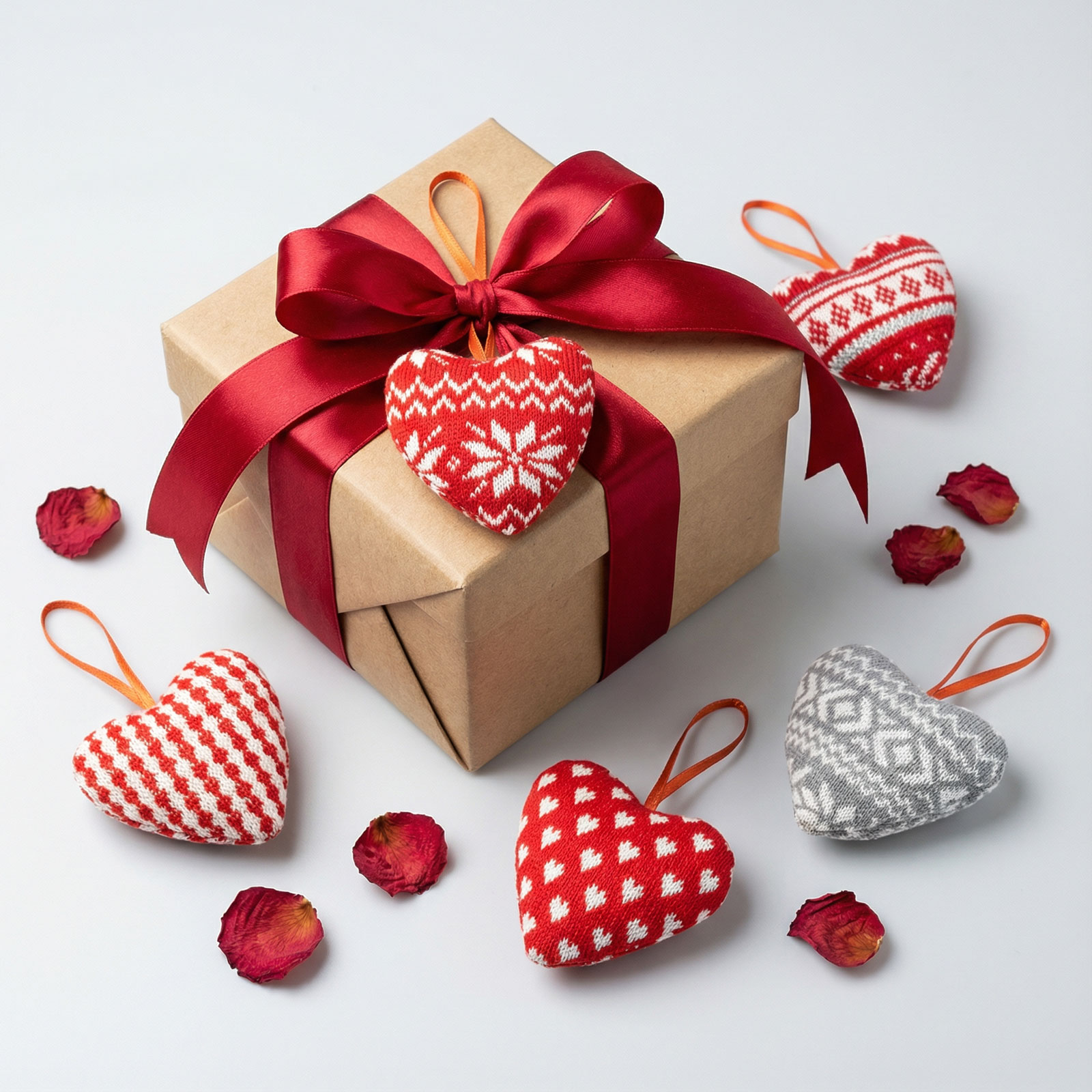 Pernă decorativă mini din textil - inimă - cu agățătoare - 12 x 5 x 11 cm - 5 modele [0]