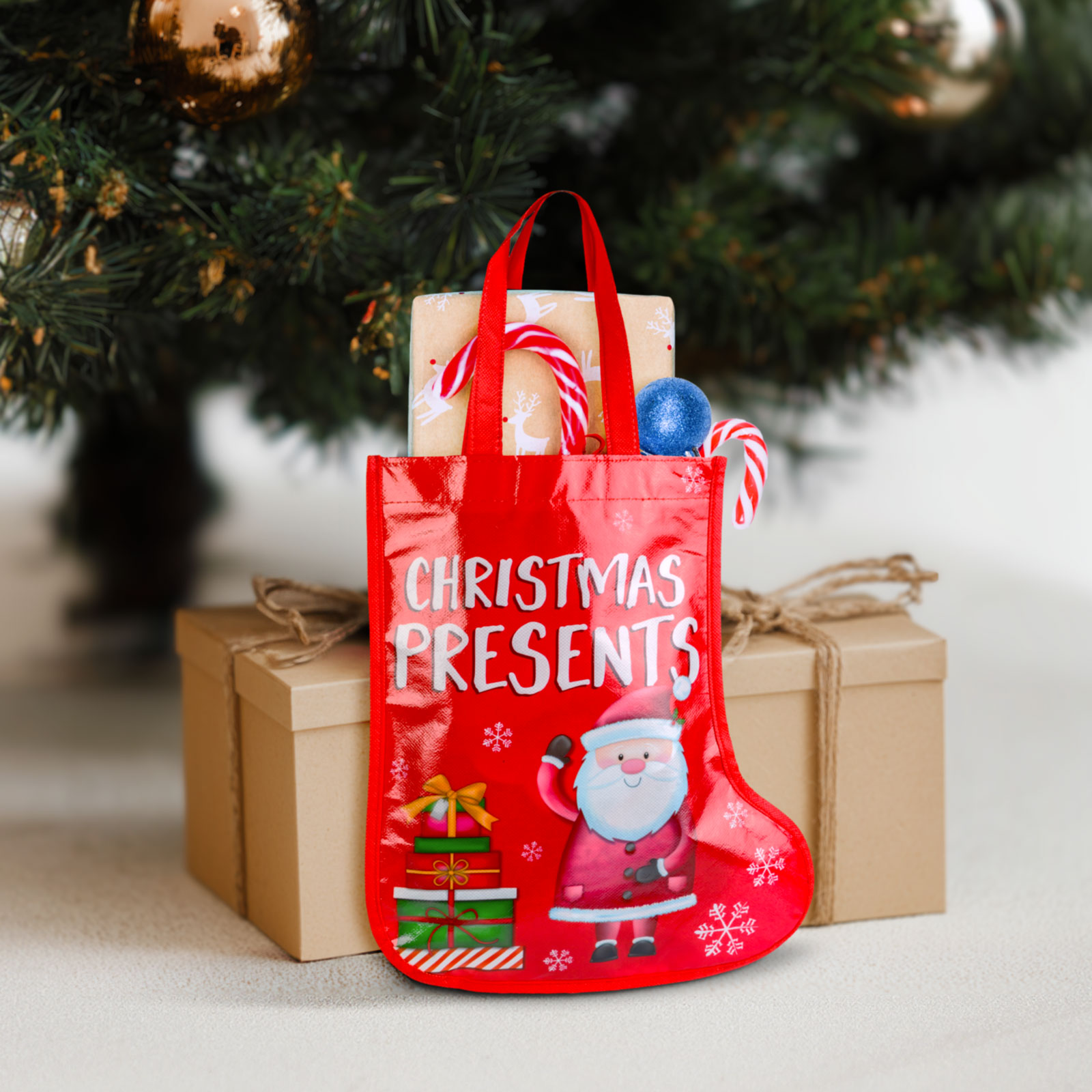 Pungă de cadou de Crăciun - cizmă - 33 cm - roșu [0]
