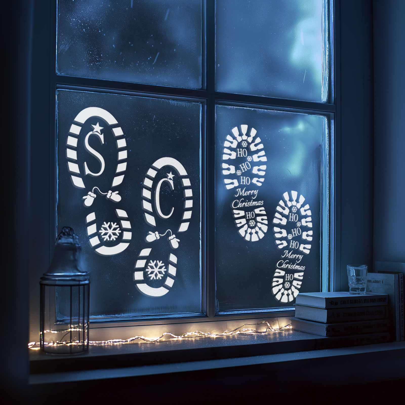 Decorațiune de Crăciun - set de șabloane pentru urme de pași - plastic - 30,5 x 14 cm - 4 buc / pach [0]