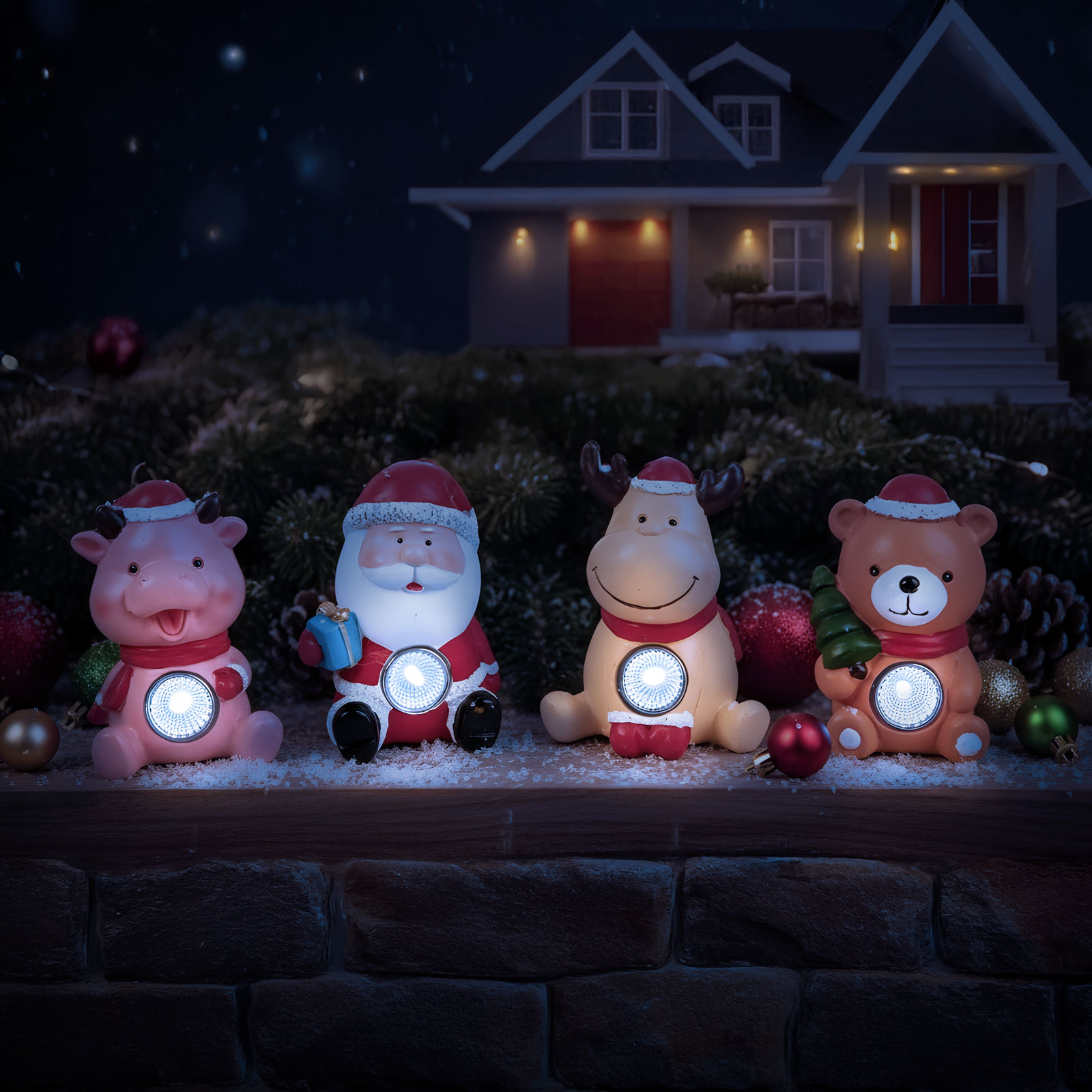 Amenajare si Decor Gradina - Decorațiune solară de Crăciun - alb rece - 4 modele - 6 x 5 x 10 cm