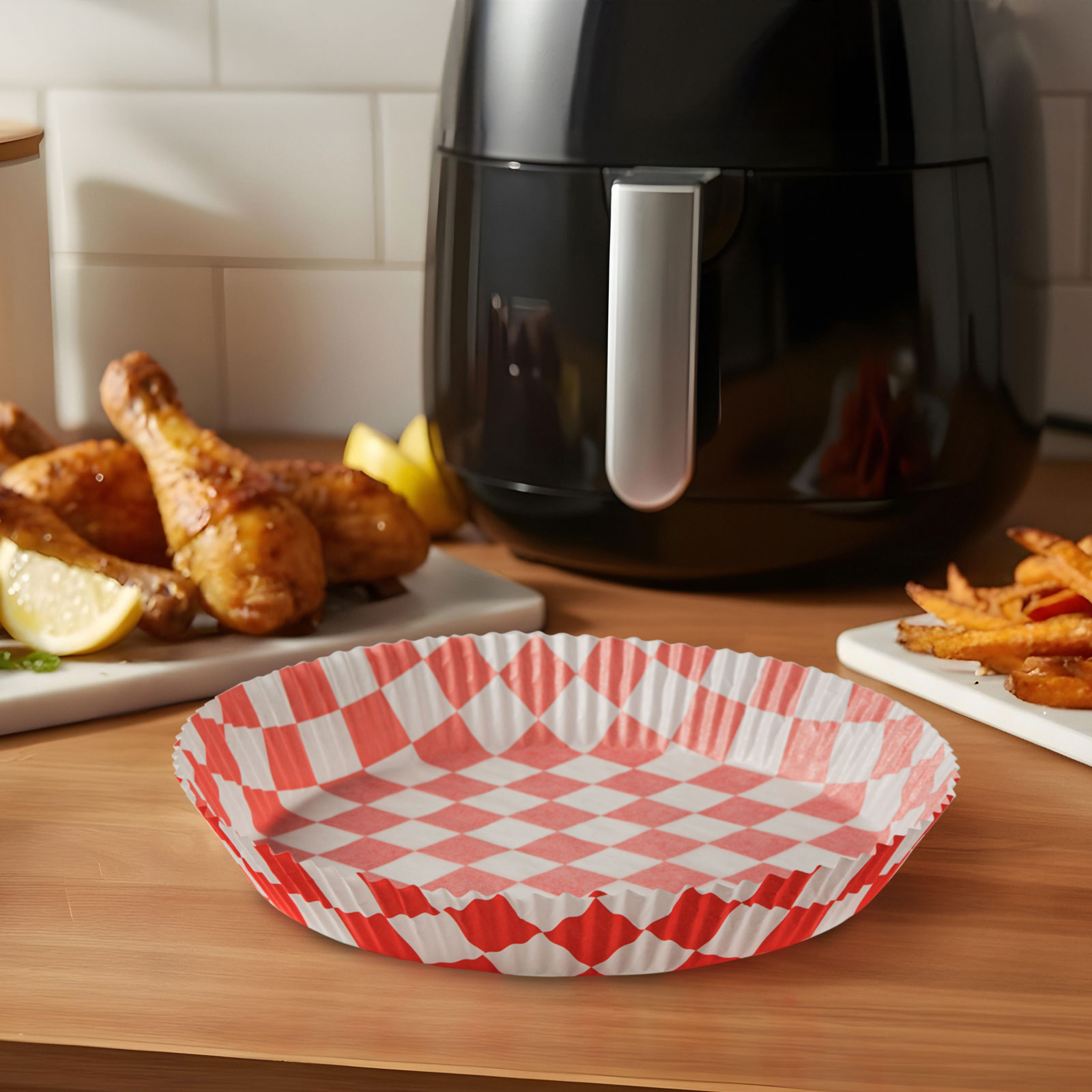 Hârtie de copt pentru Air fryer - pentru gătit fără ulei - carouri, rotund - 20 cm - 50 bucăți / pac [0]