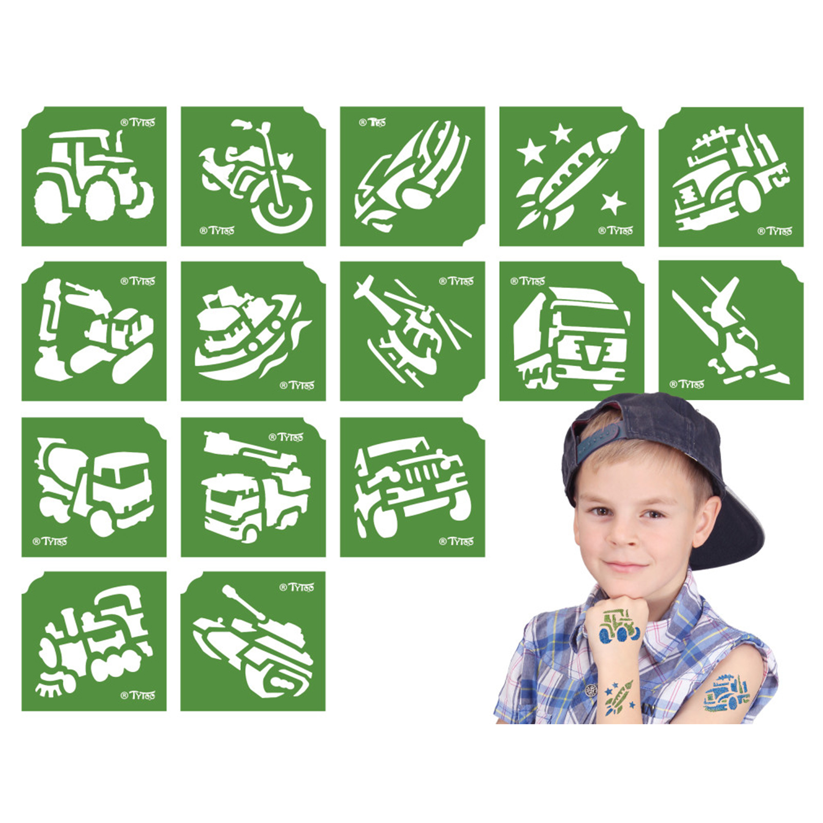 Casa si Gradina - Set Șabloane pentru Pictură Vehicule, 15 Modele pentru Copii