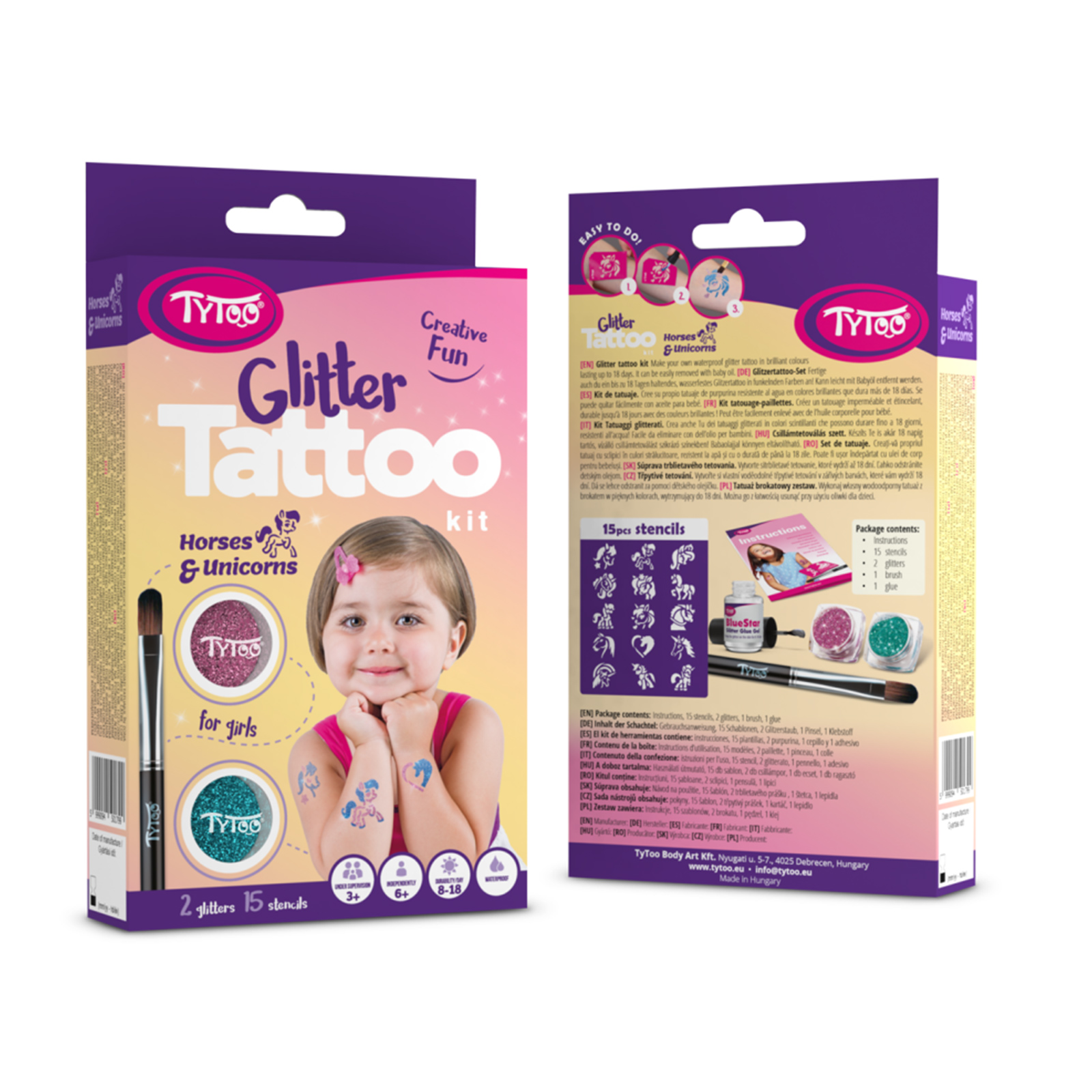 Casa si Gradina - Cai și unicorni cu set de tatuaje sclipici