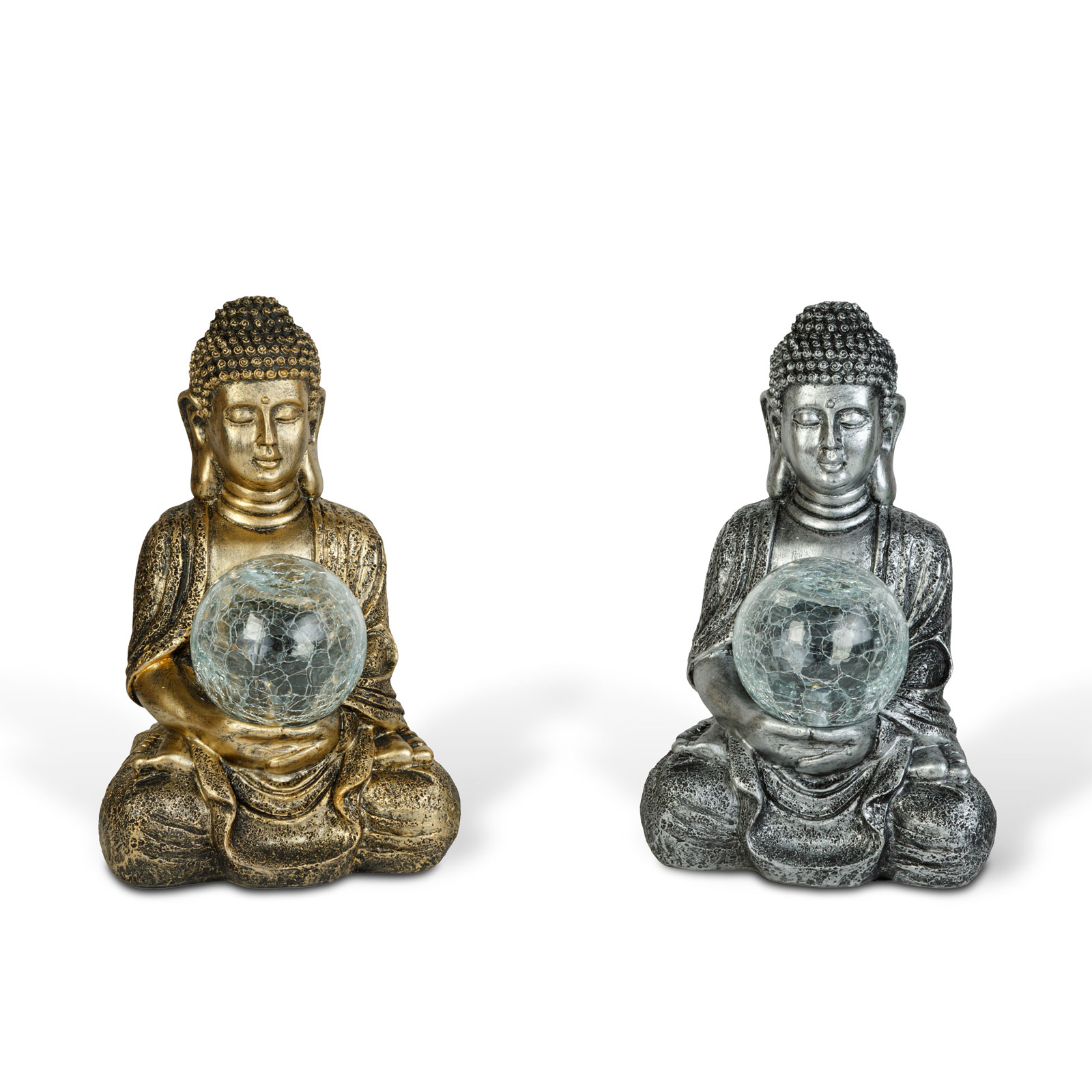Statueta Buddha cu lampa solara LED alb cald decor gradina 17x15x26 cm IP44 [1]