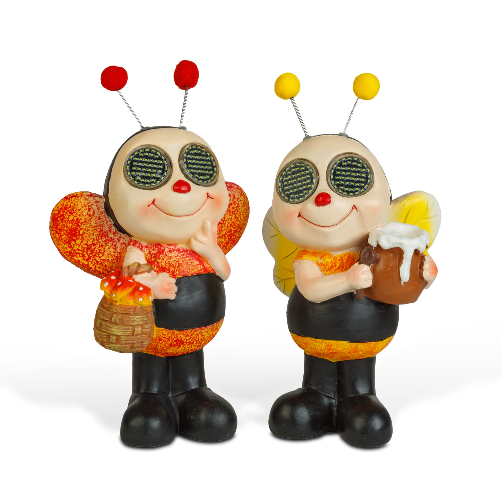 Figurină solară pentru grădină - albină cu ochi mobili - 112 LED-uri SMD - 22 cm - 2 modele [1]