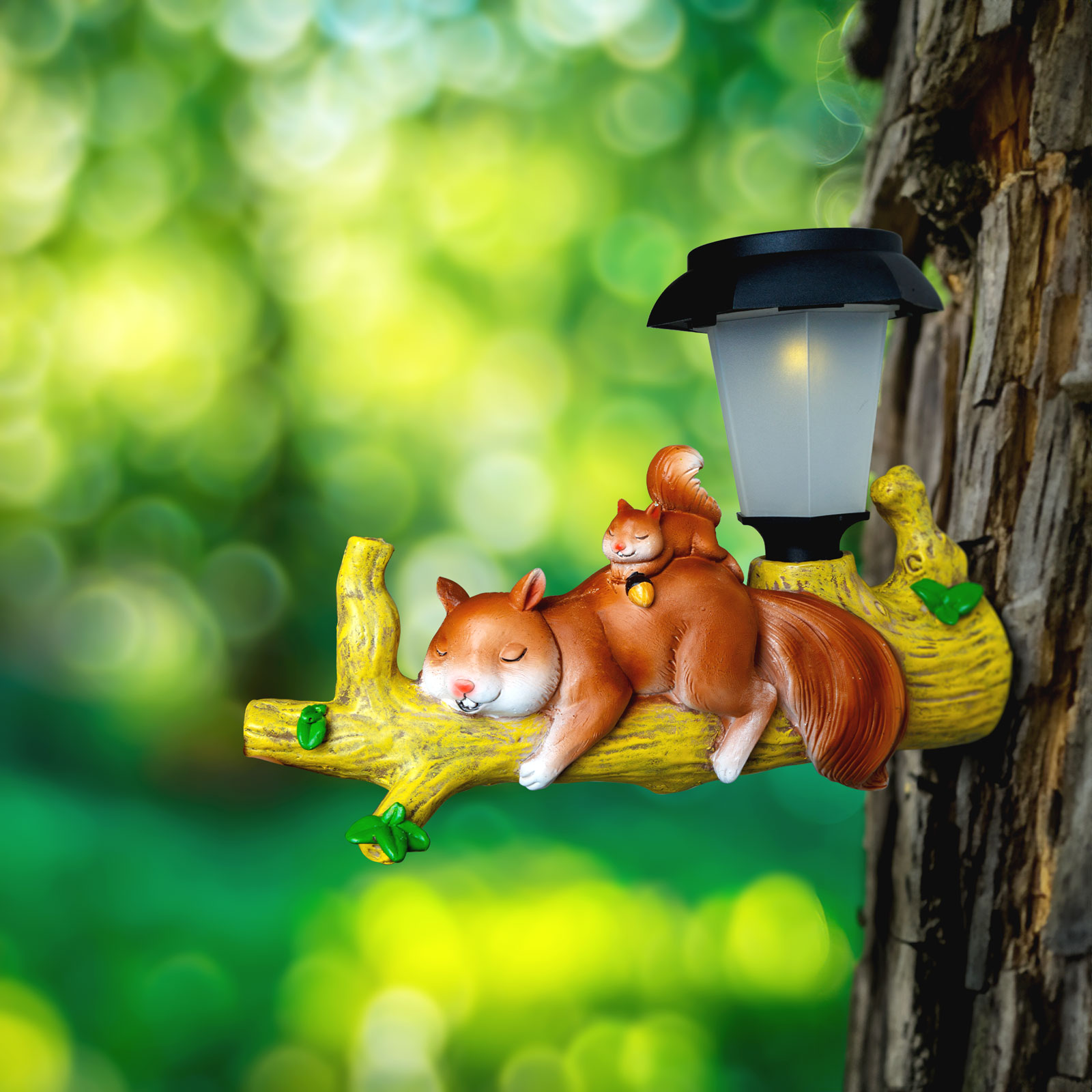 Figurina solara LED, veverita agatabila, LED alb cald, 25 x 6 x 19 cm, decor gradina [1]