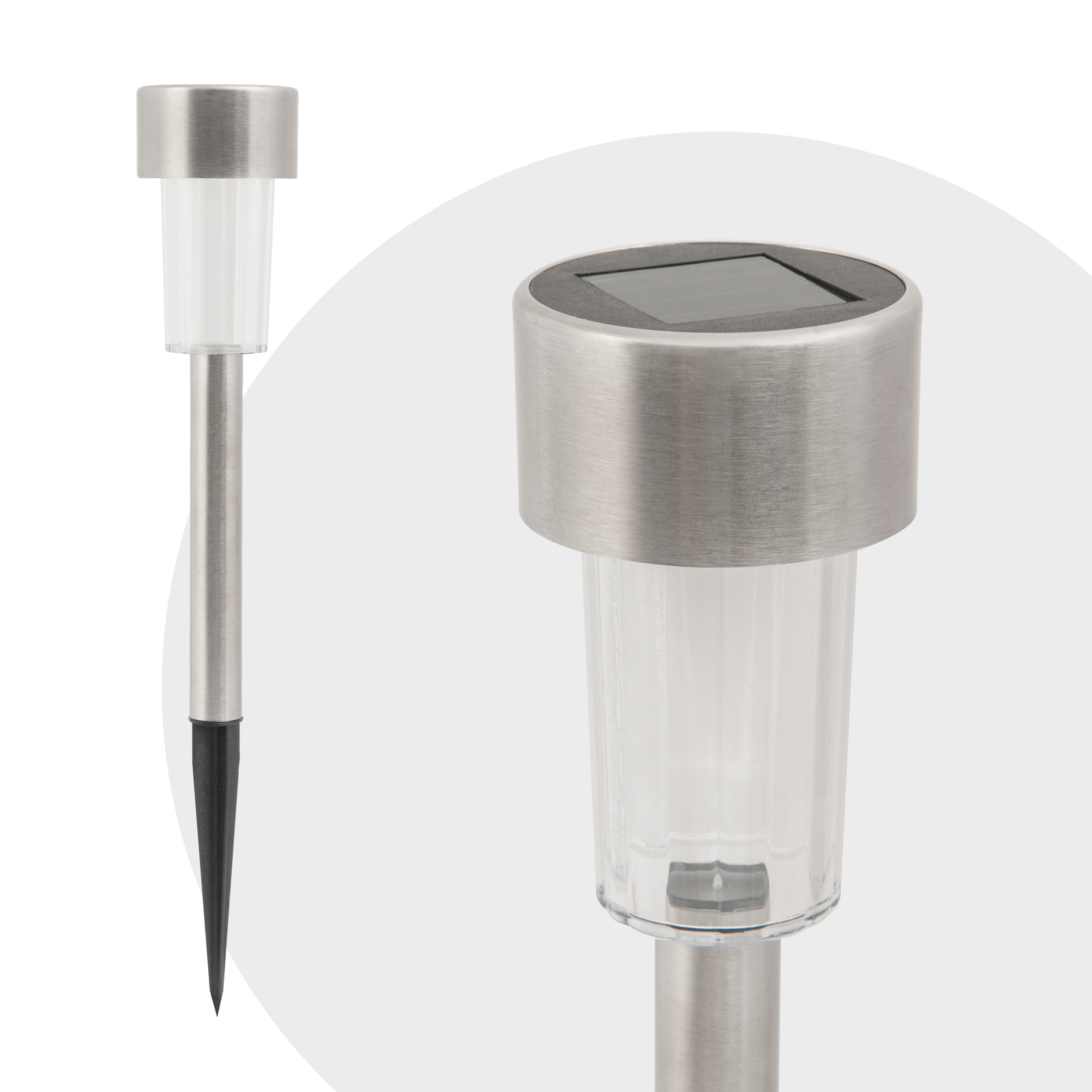 Lampa solara LED gradina, iluminat exterior, cu tarus, aprindere automata, metal, lumina alba rece [1]