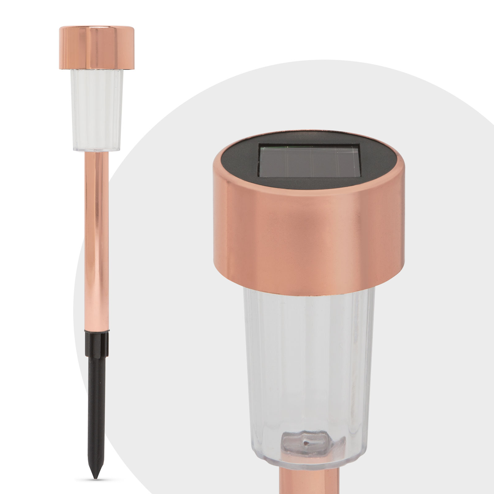 Lampa solara LED gradina, iluminat exterior, cu tarus, aprindere automata, metal, roz auriu [1]