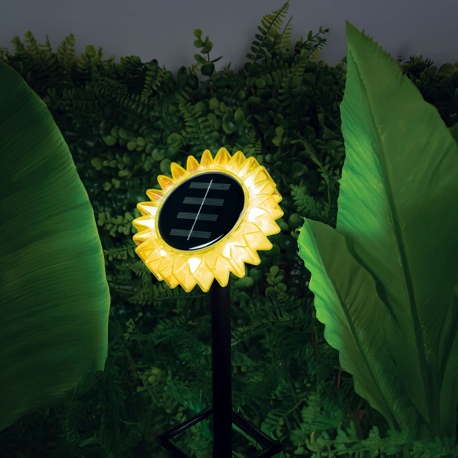 Lampă Solară de Grădină Floarea-Soarelui, LED Alb Cald, 35 cm, Galbena [1]