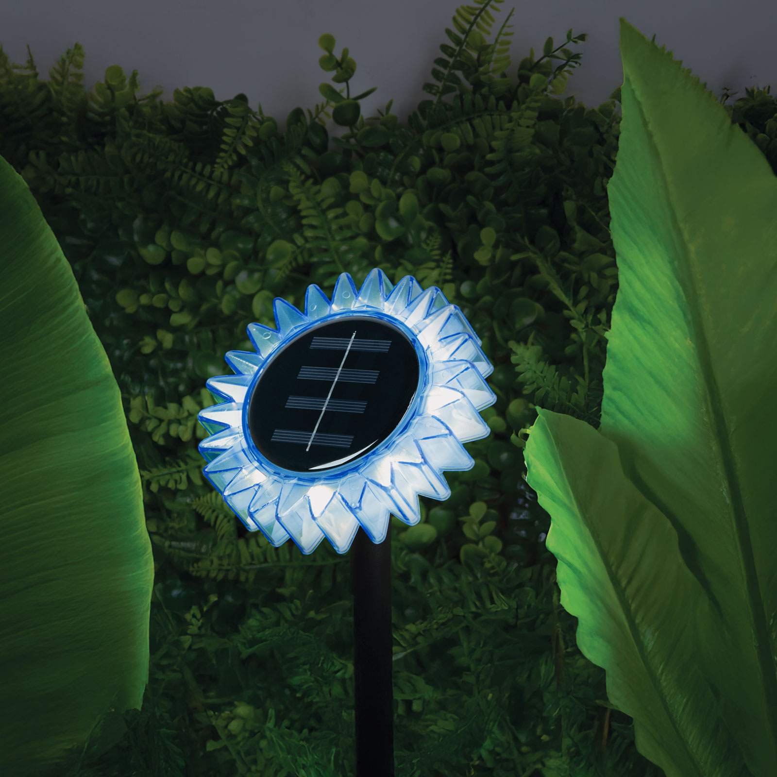 Lampă Solară de Grădină Floarea-Soarelui, LED Alb Cald, 35 cm, Albastru [1]