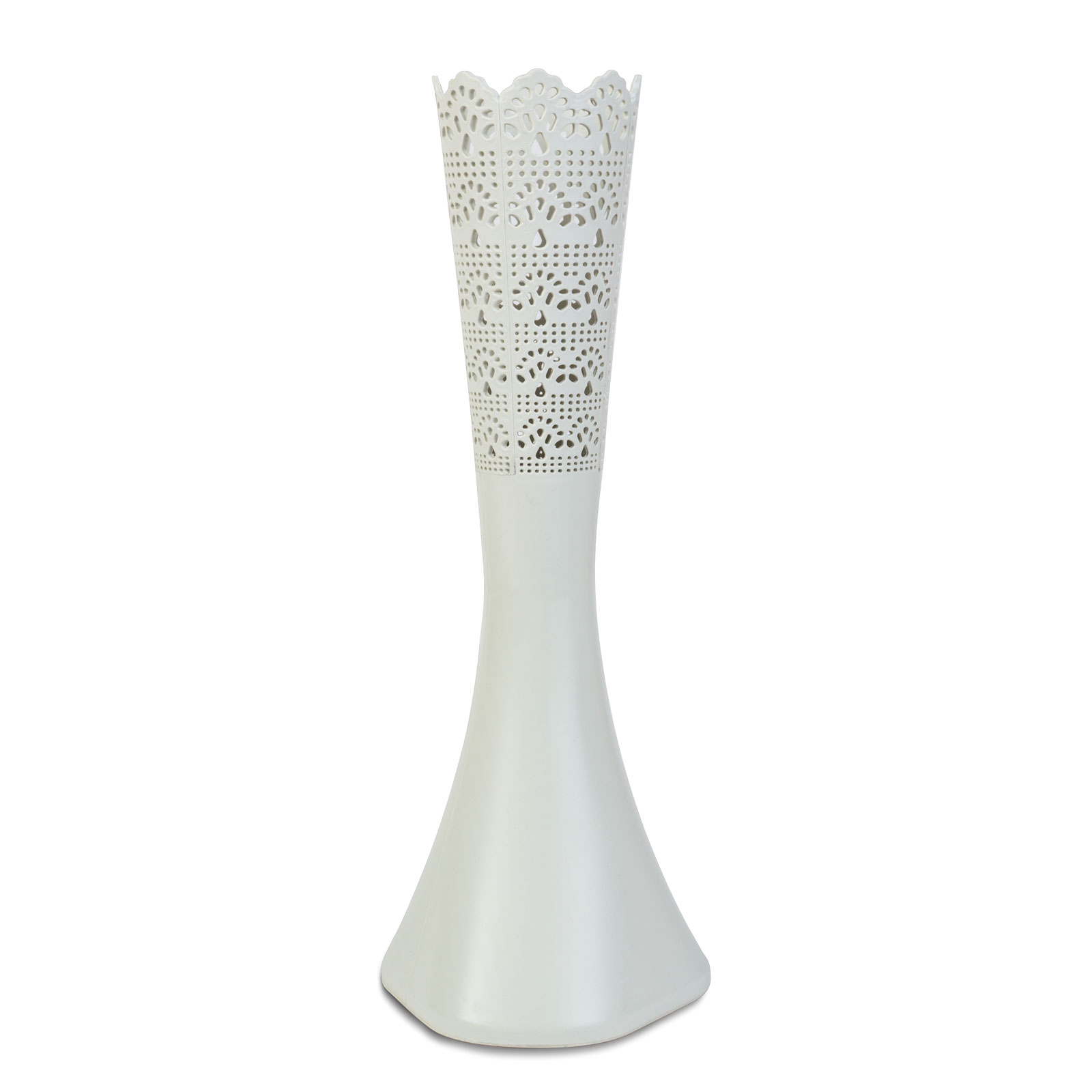 Vaza decorativa alba 40 cm, design modern laser cut, pentru flori naturale sau artificiale [1]