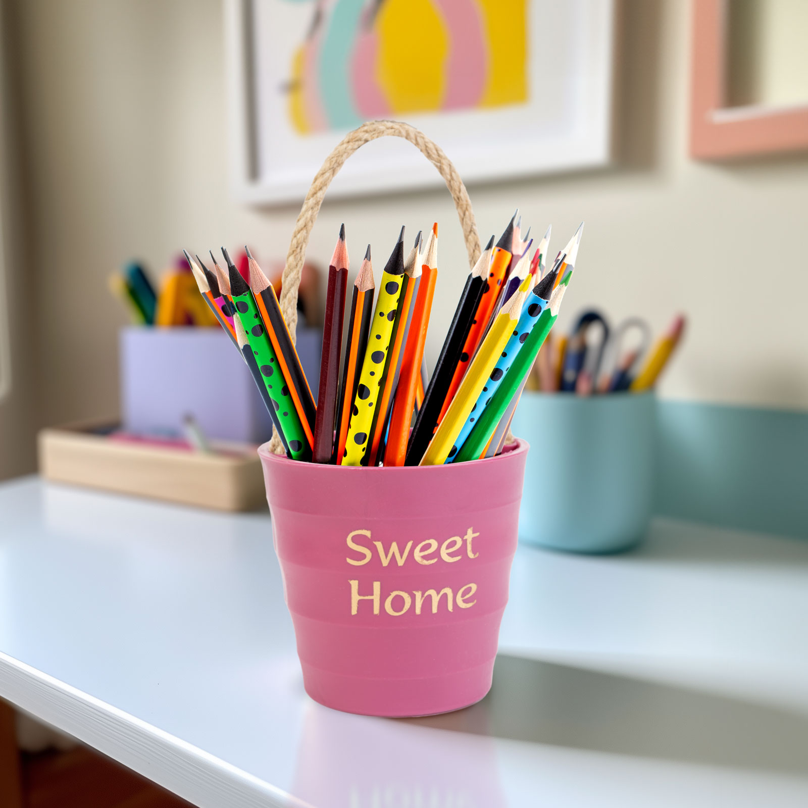 Ghiveci decorativ suspendat 9 cm cu snur, 4 culori, pentru plante sau depozitare, decor interior [1]