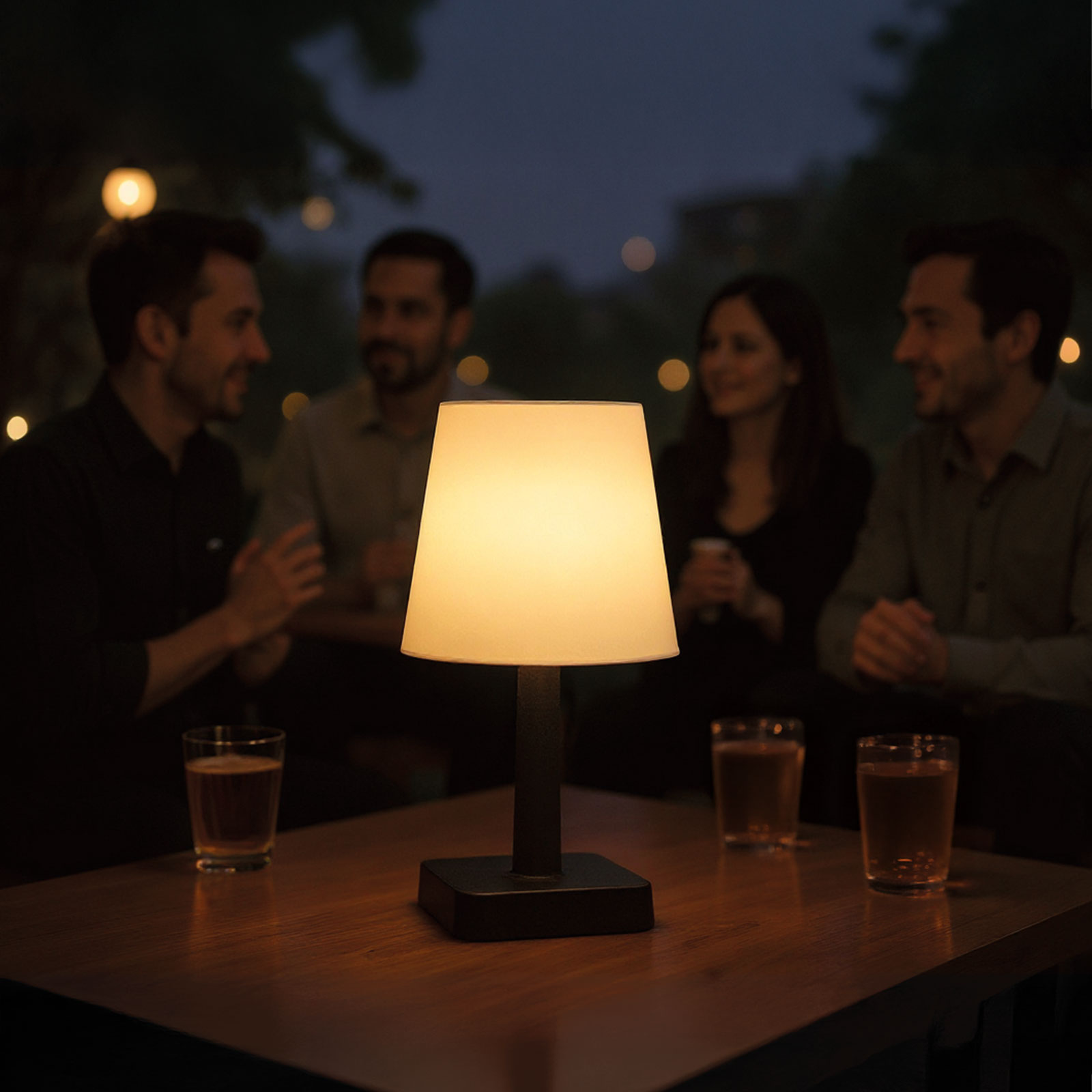 Lampa solara de masa LED alb cald, 23 cm, design modern, iluminat terasa balcon exterior [1]