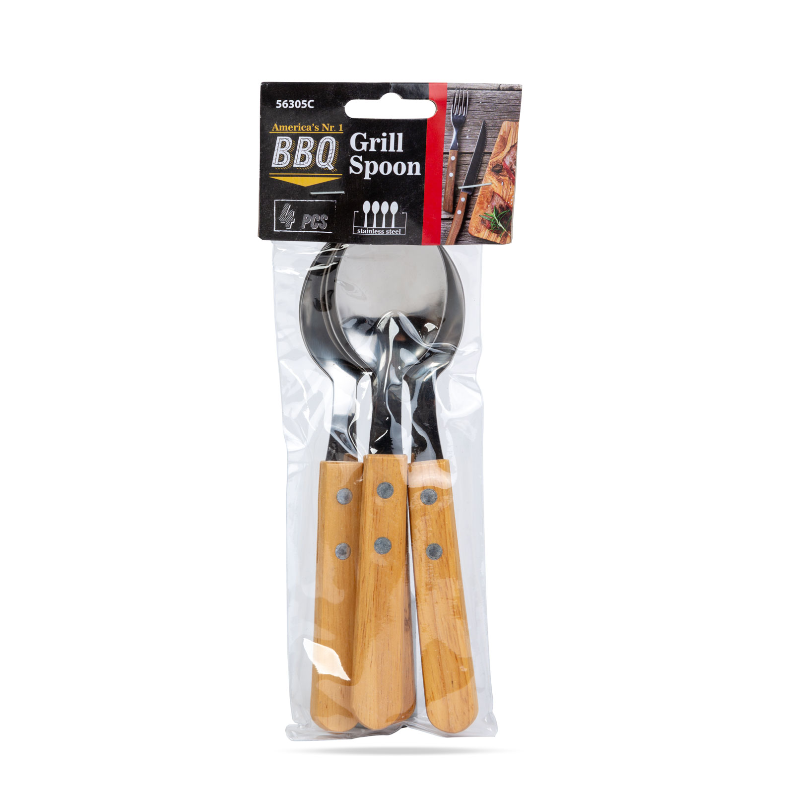 Lingura de grill - 4 buc - cu mânere din lemn [1]