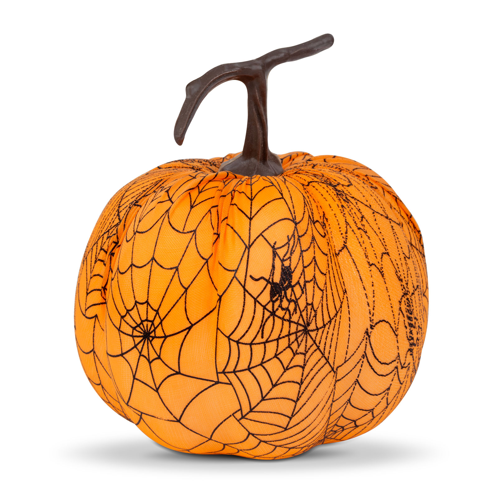 Dovleac decor de Halloween - 16,5 cm - portocaliu - pânză de păianjen [1]