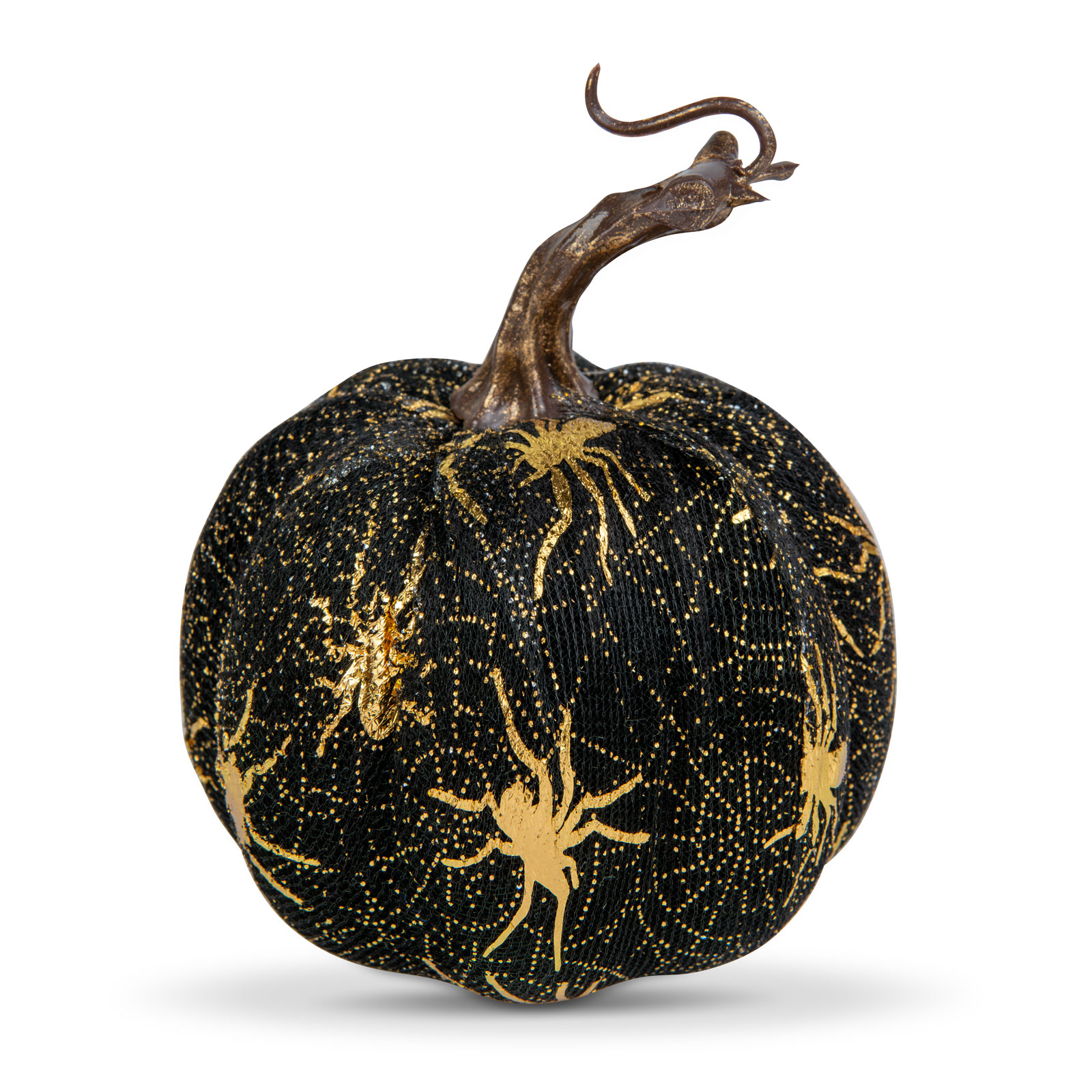 Dovleac decor de Halloween - 11 cm - negru cu păianjen [1]