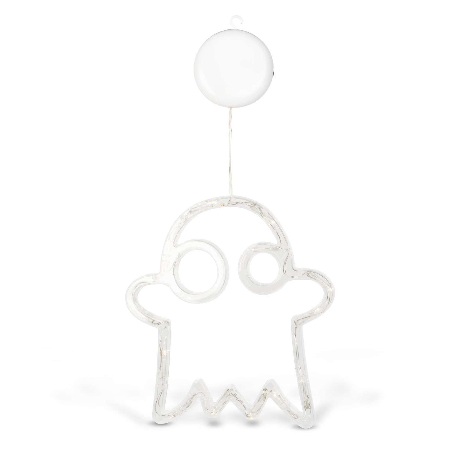 Decorațiune luminoasă de Halloween, fantomă, cu ventuză, 12 LED-uri, 20 x 18,5 cm, 3 x AAA [1]