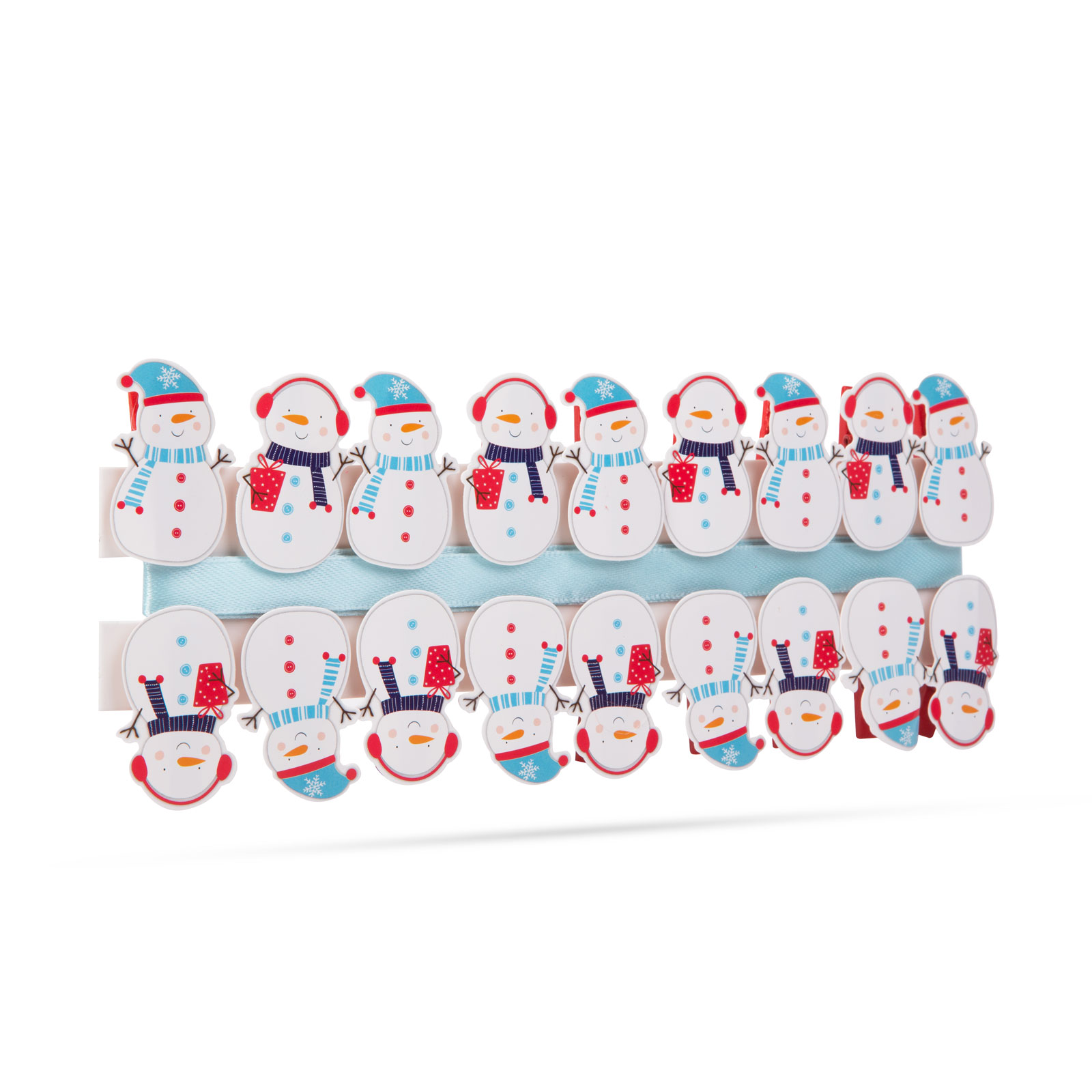 Cleme de Crăciun cu panglică - Om de zăpadă - 22 x 35 mm - 18 buc, 2 m / pachet [0]