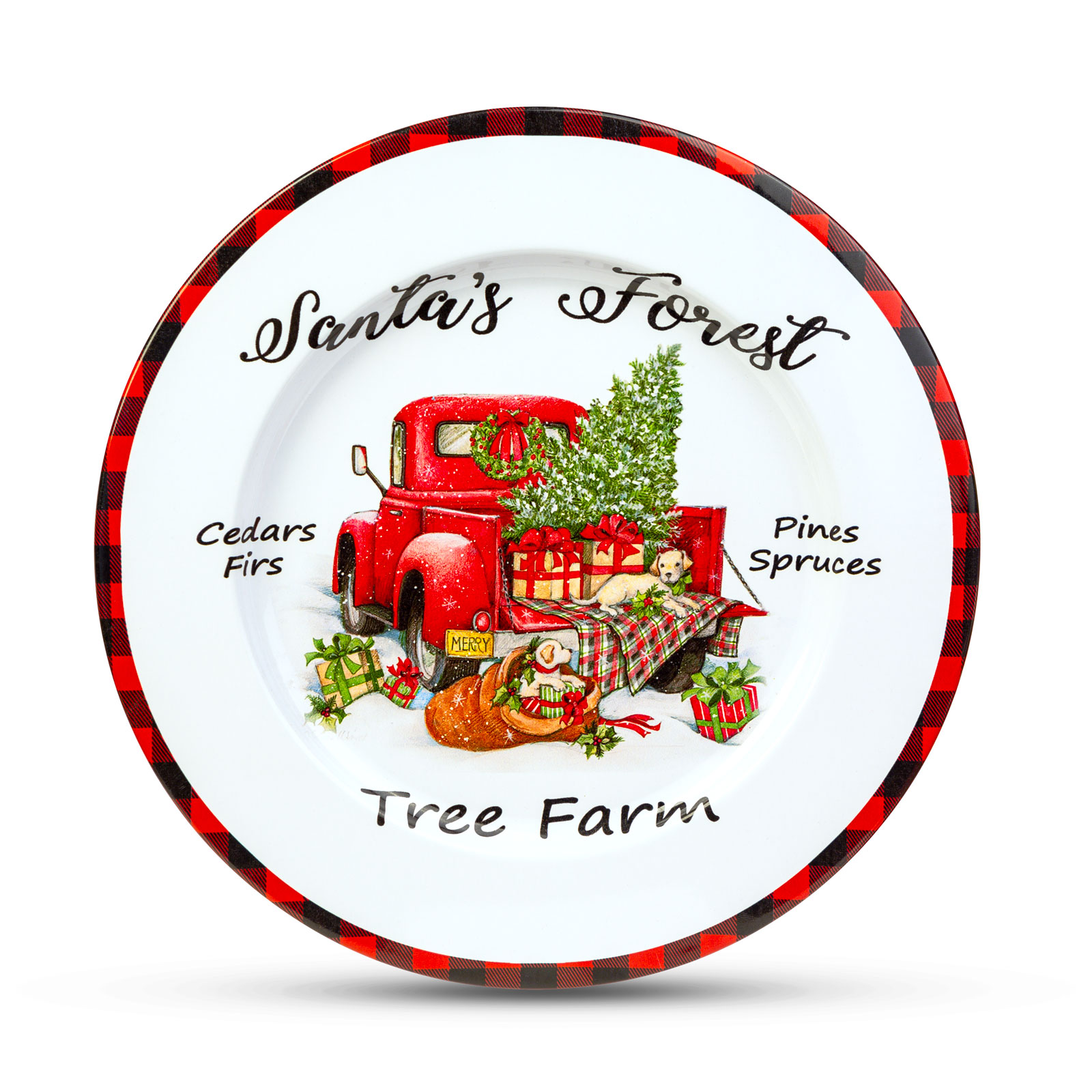 Tavă de Crăciun - metal - masină - alb - 33 cm [1]