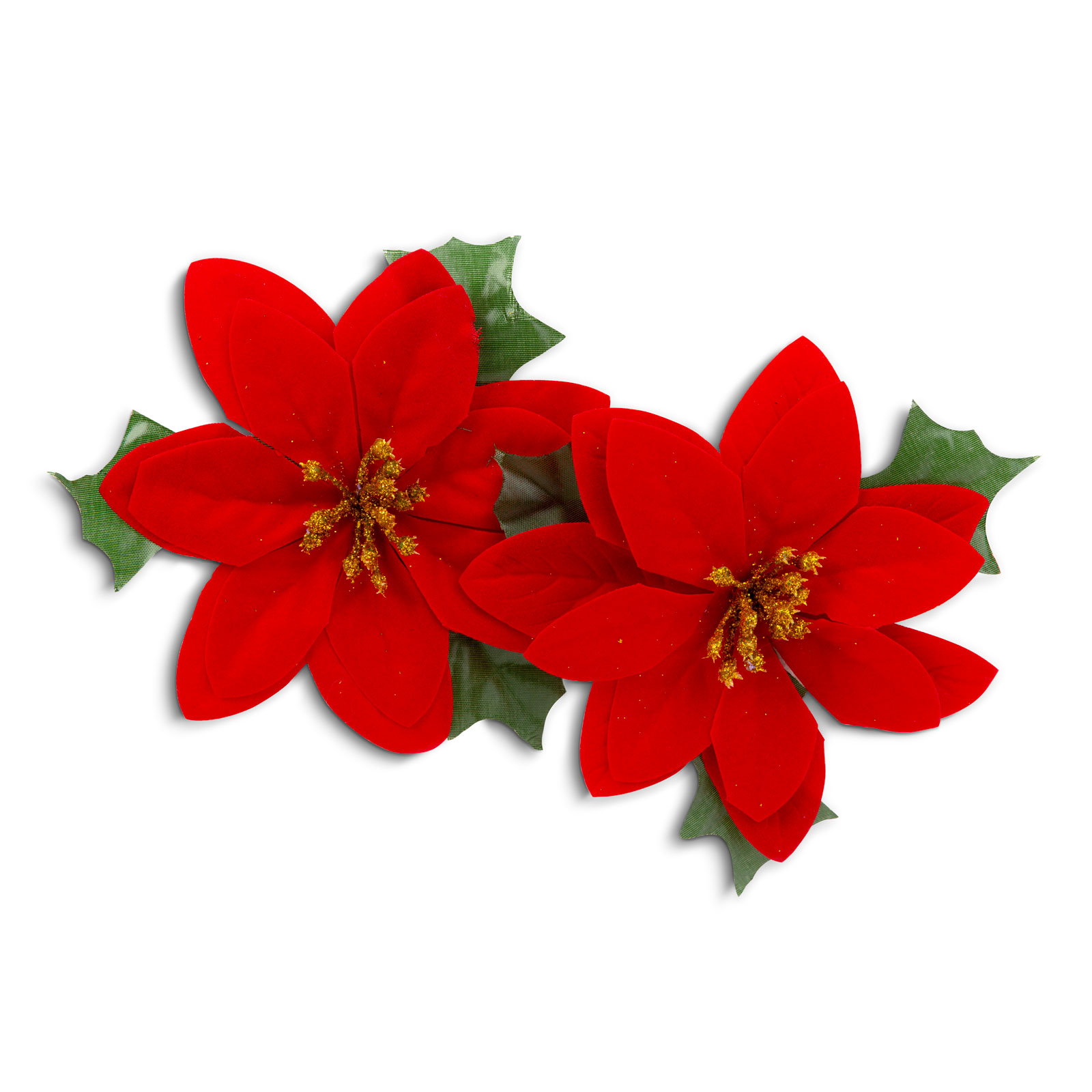 Floare Poinsettia de Crăciun - stralucitoare, roșie - 13 x 13 cm - 2 buc/pachet [1]