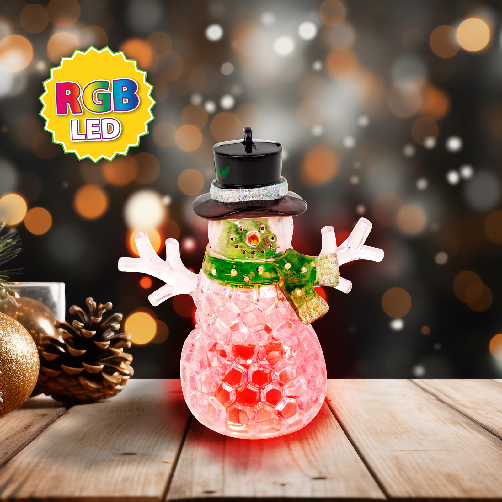 Om de zăpadă cu LED de Crăciun - verde - LED RGB - 9 x 8 x 5 cm [1]