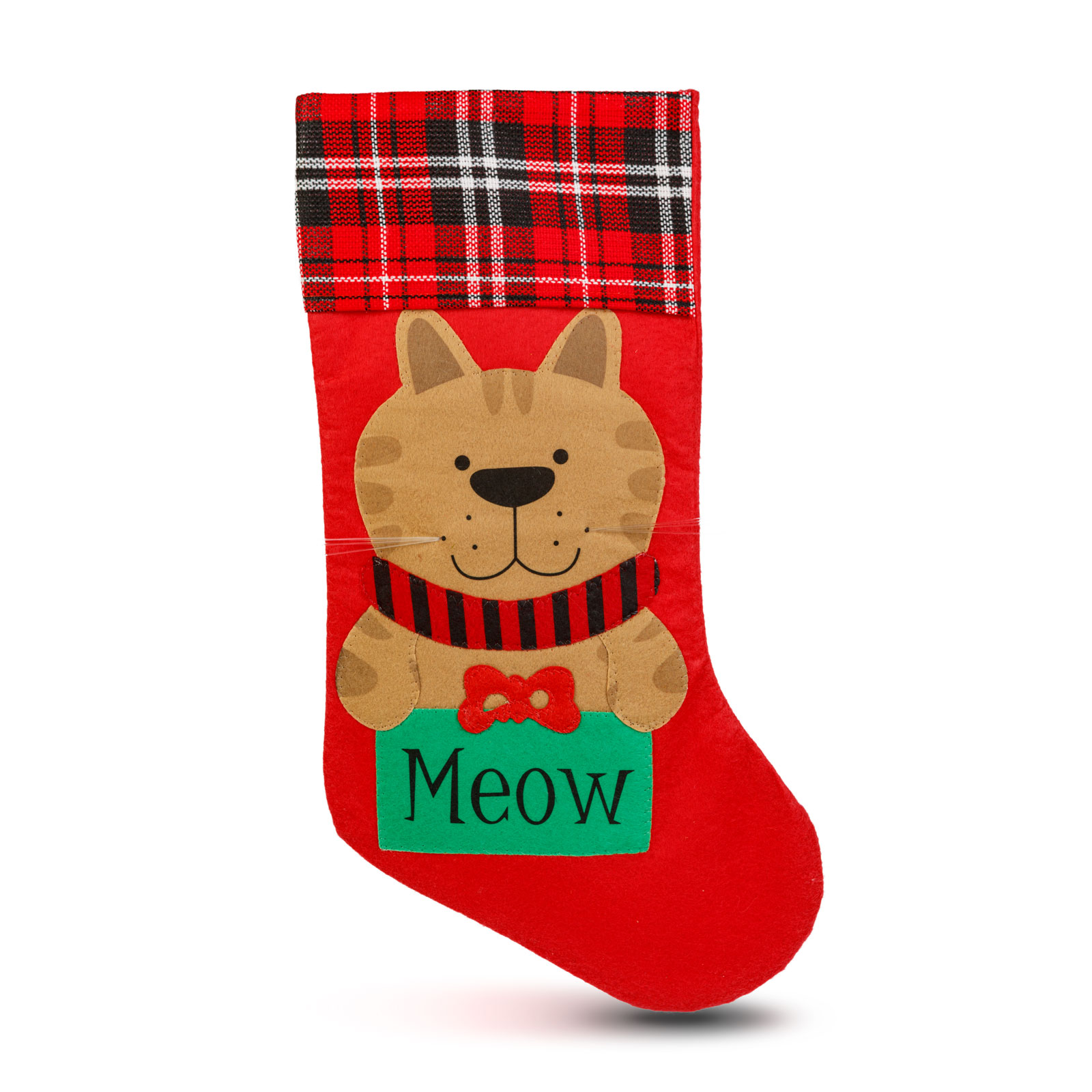 Cizmă de Moș Crăciun - pisică - roșu - 42 x 24 cm [1]