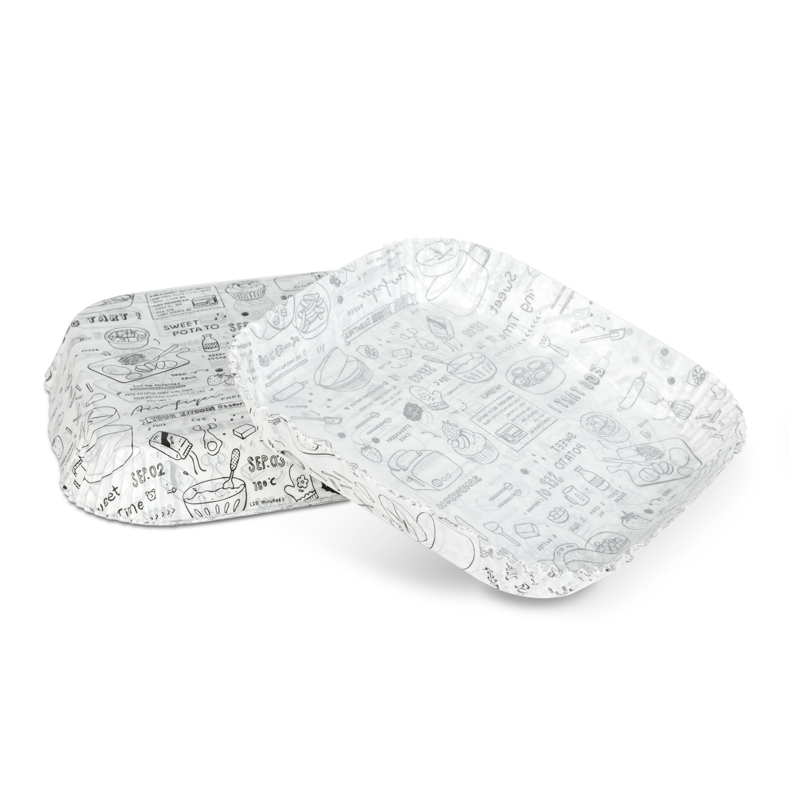 Air fryer baking paper - for oil-free cooking - patterned, square - 23 cm - 50 pcs / pack [1]