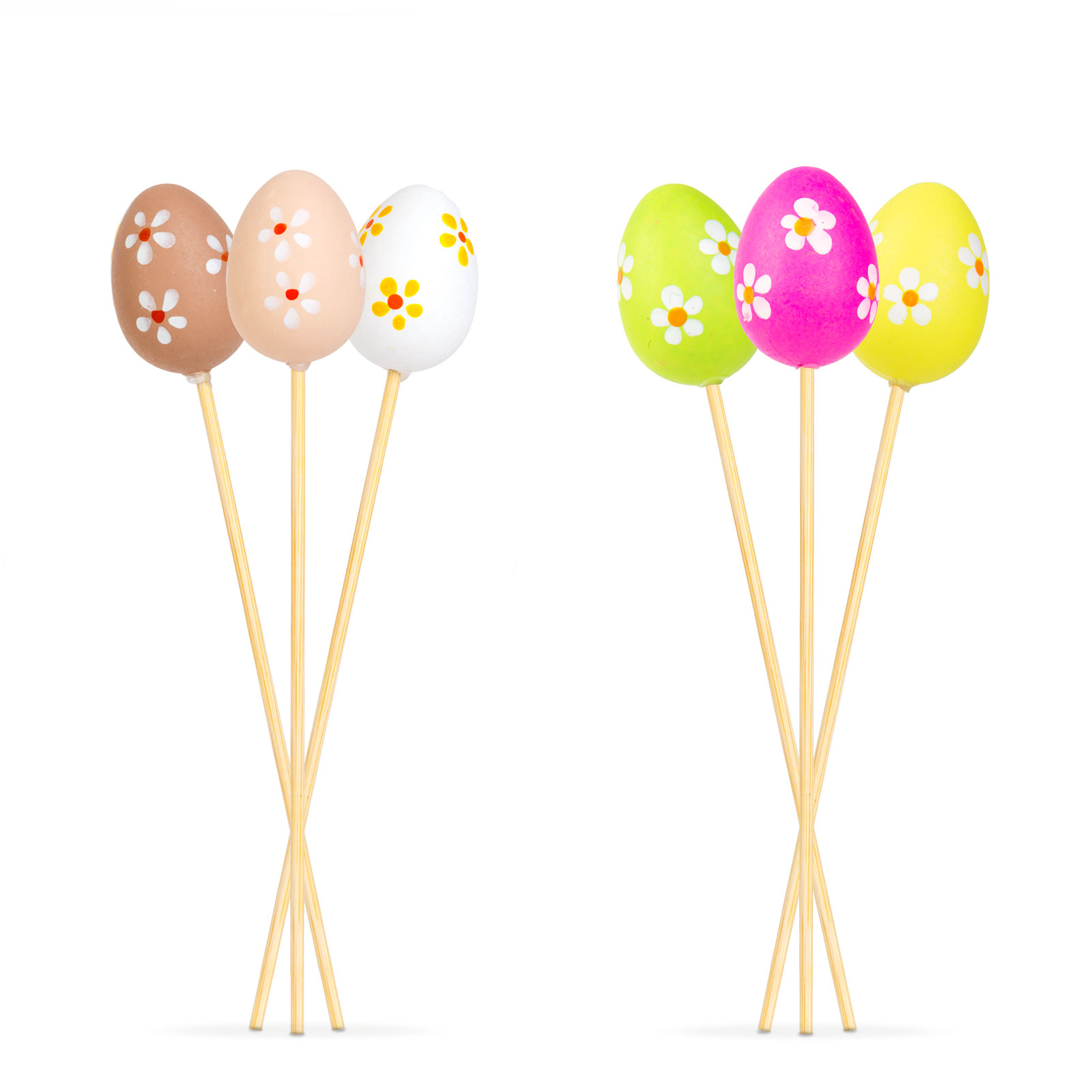 Set decoratiuni Paste oua pe bat 12 buc, decor ghiveci si aranjamente florale, oua decorative [1]