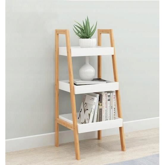 Bibliotecă cu 3 niveluri - 35 x 30 x 75 cm - albă [1]