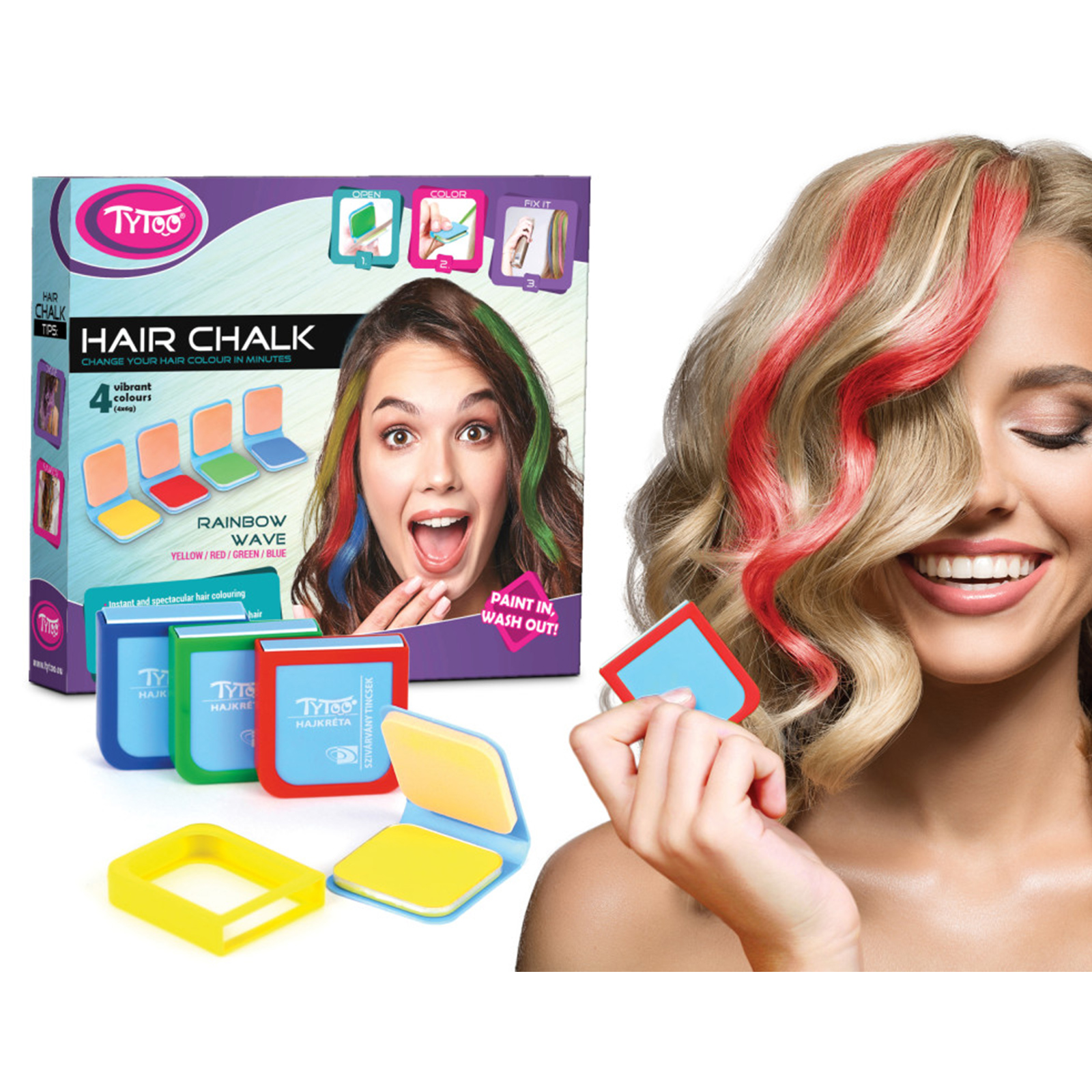 Creta de colorat parul - 4 culori - "Wave Rainbow" [1]