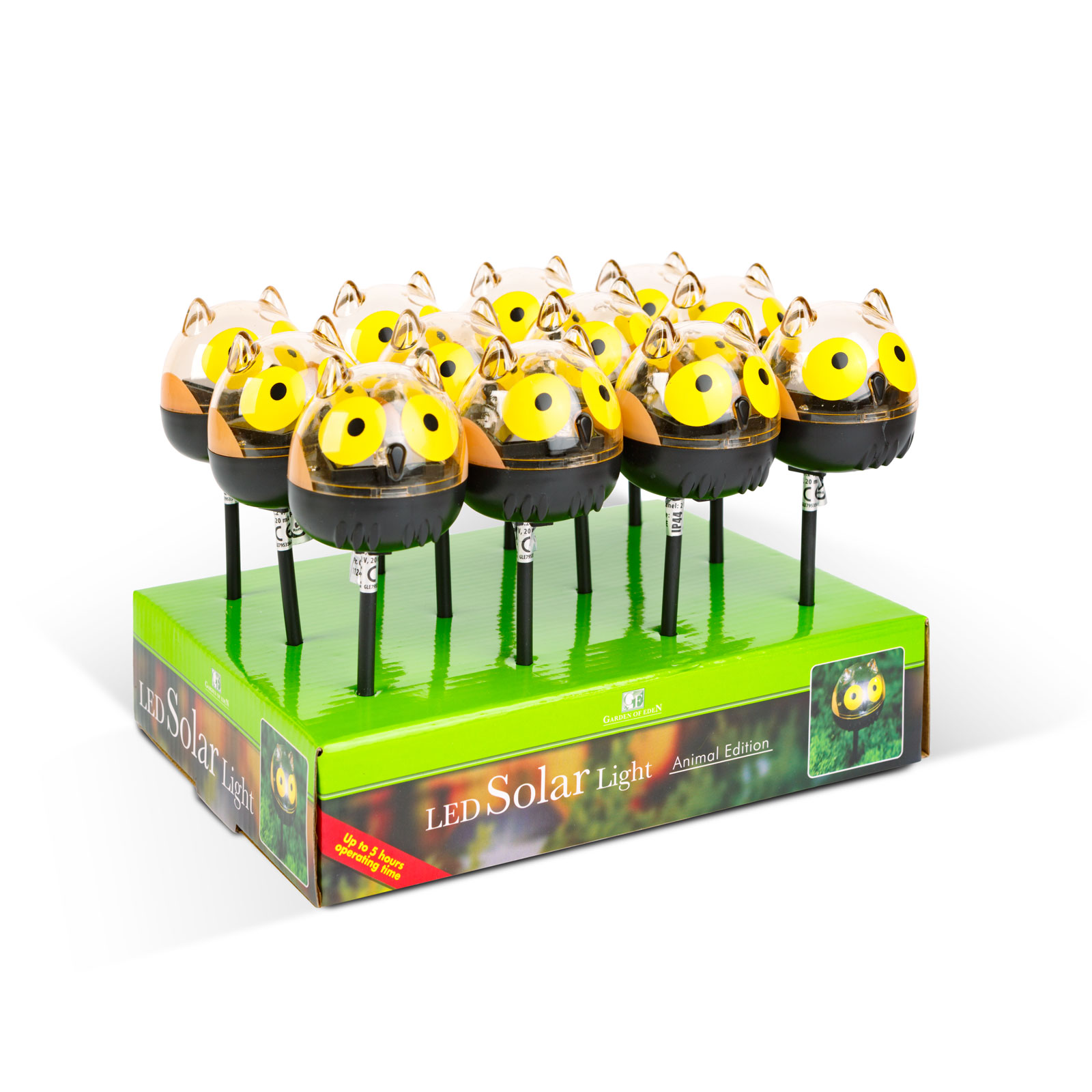 Lampa solara LED gradina, bufnita decorativa galbena, lumina alba rece, iluminat exterior solar IP44 [2]