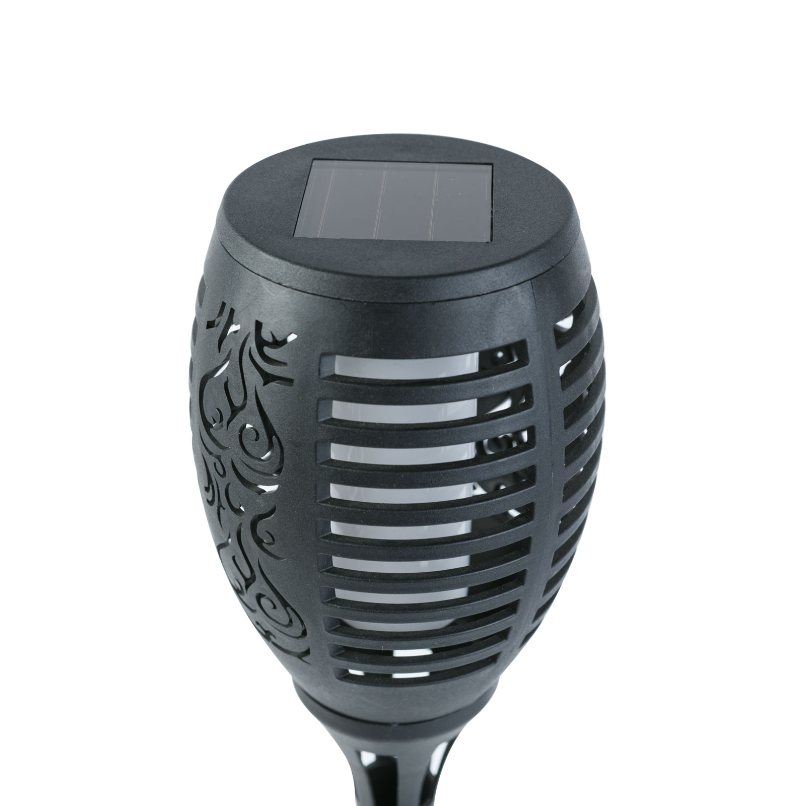 Lampă solară LED - efect de flacără - 12 LED-uri galbene - plastic - negru - 10 x 58 cm [2]