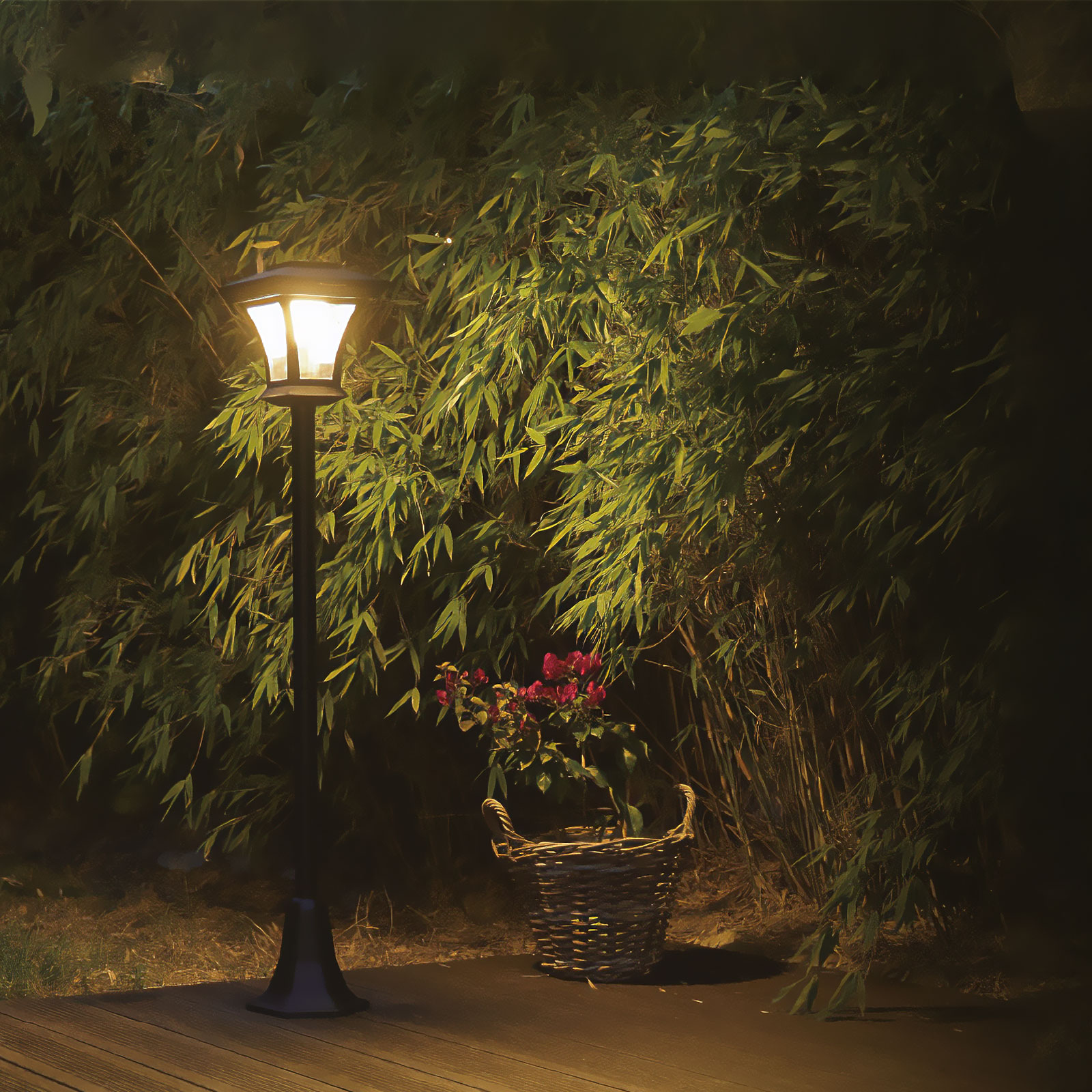 Lampa solara LED tip candelabru 120 cm 10 LED alb cald pentru gradina, alei, terasa IP44 [2]