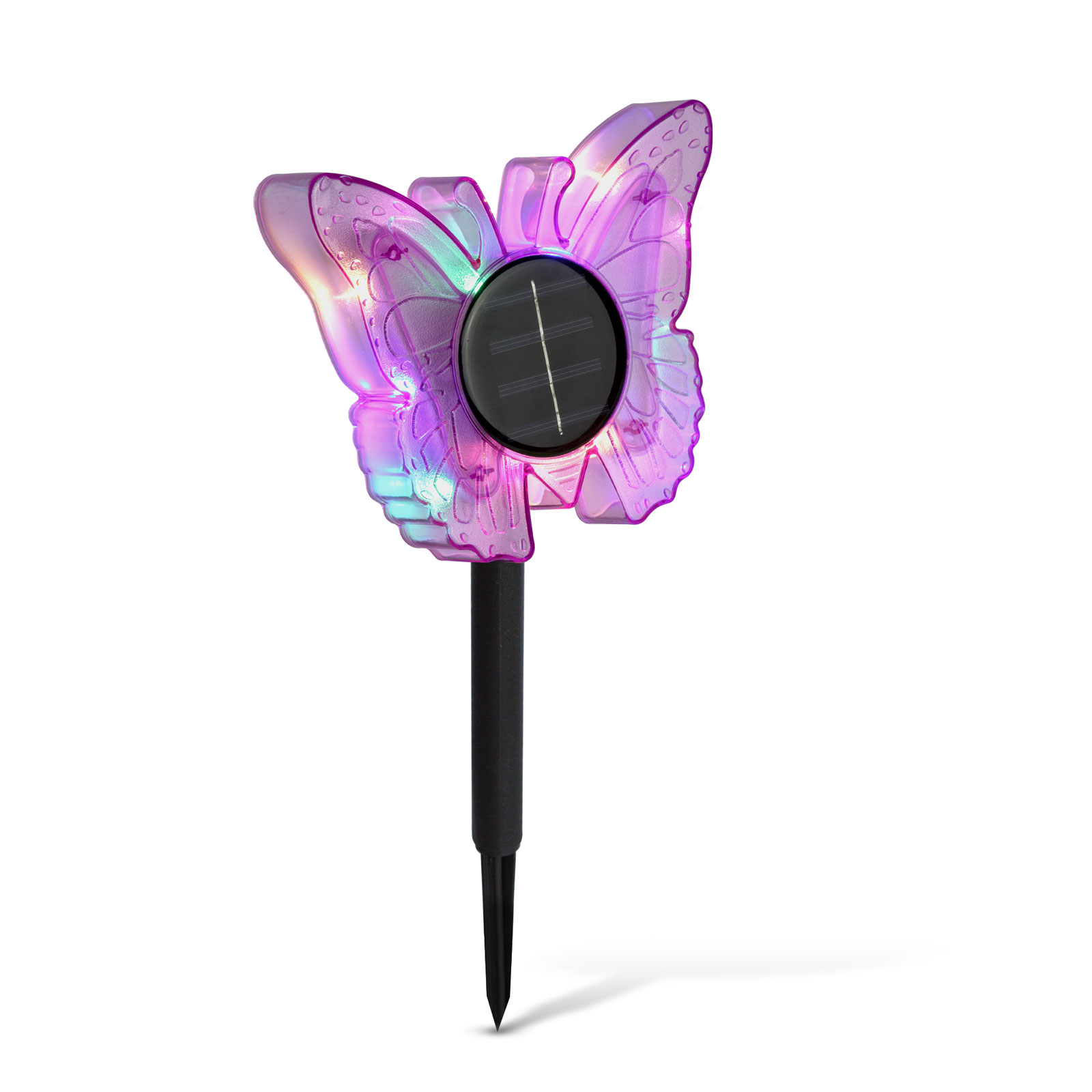 Lampă Solară de Grădină cu Fluture, LED Alb Cald și Multicolor, 35 cm, Mov [2]