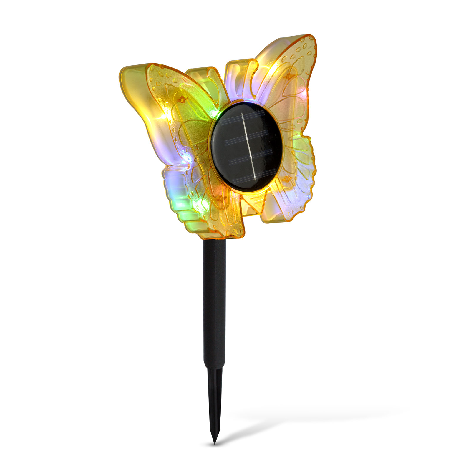 Lampă Solară de Grădină cu Fluture, LED Alb Cald și Multicolor, 35 cm, Galben [2]