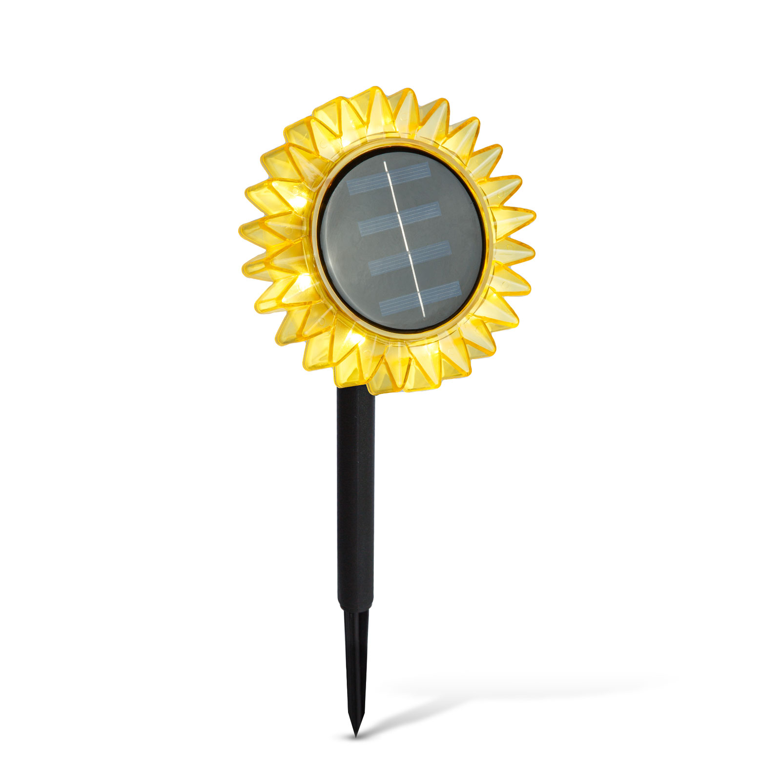 Lampă Solară de Grădină Floarea-Soarelui, LED Alb Cald, 35 cm, Galbena [2]