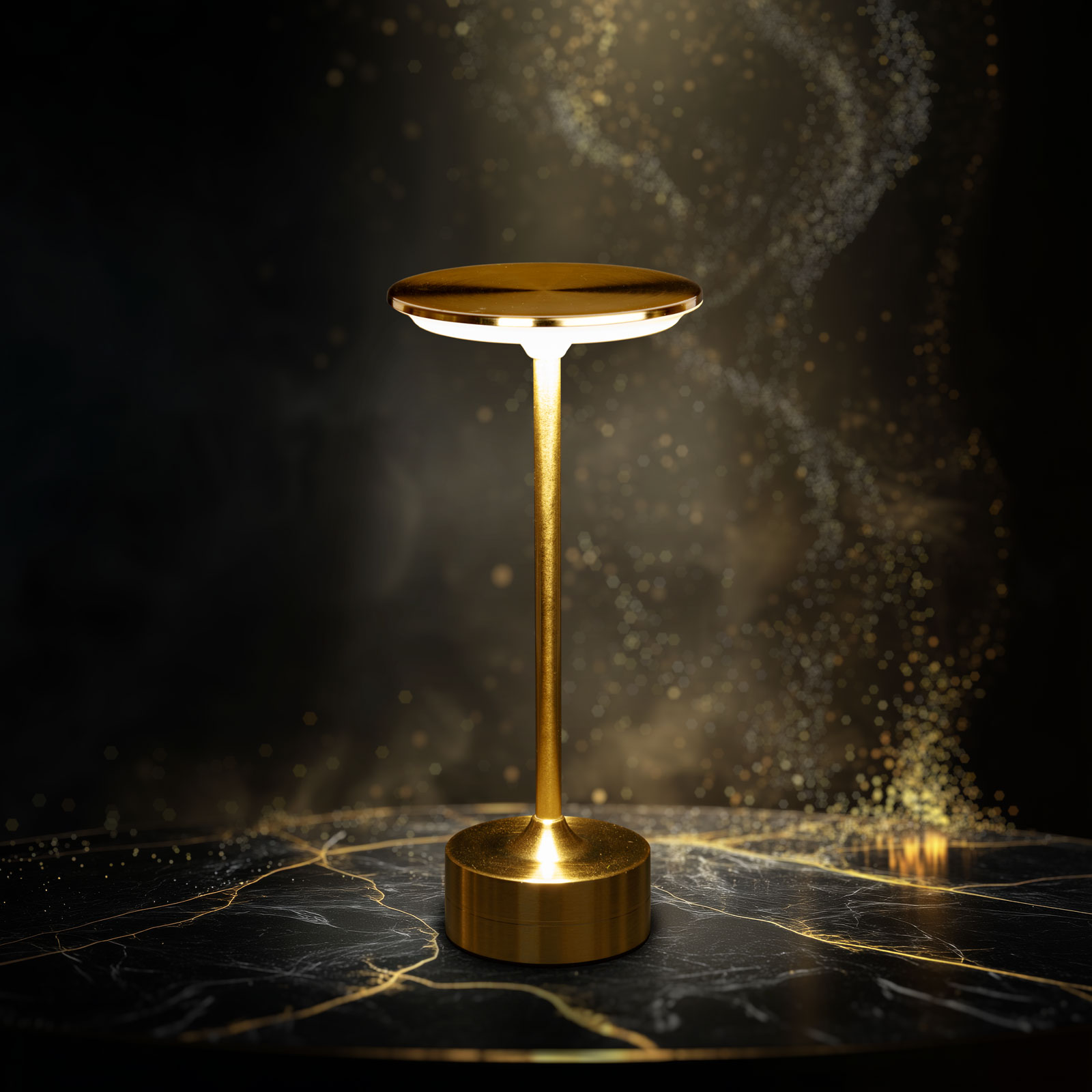 Lampă de masă - metal auriu - căldură reglabilă de culoare, luminozitate - baterie USB [2]