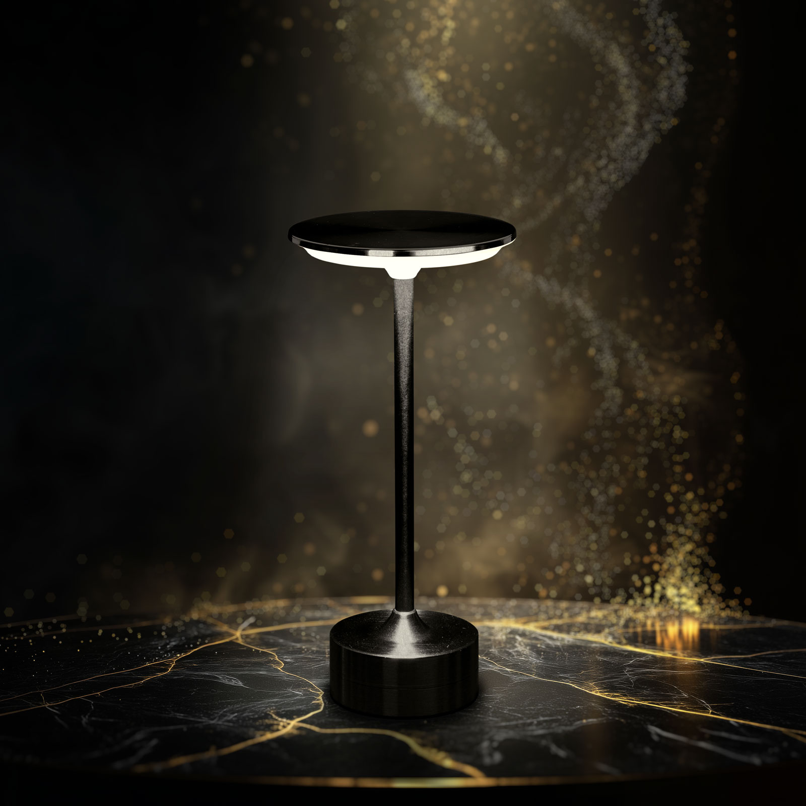 Lampă de masă - metal negru - căldură reglabilă de culoare, luminozitate - baterie USB [2]