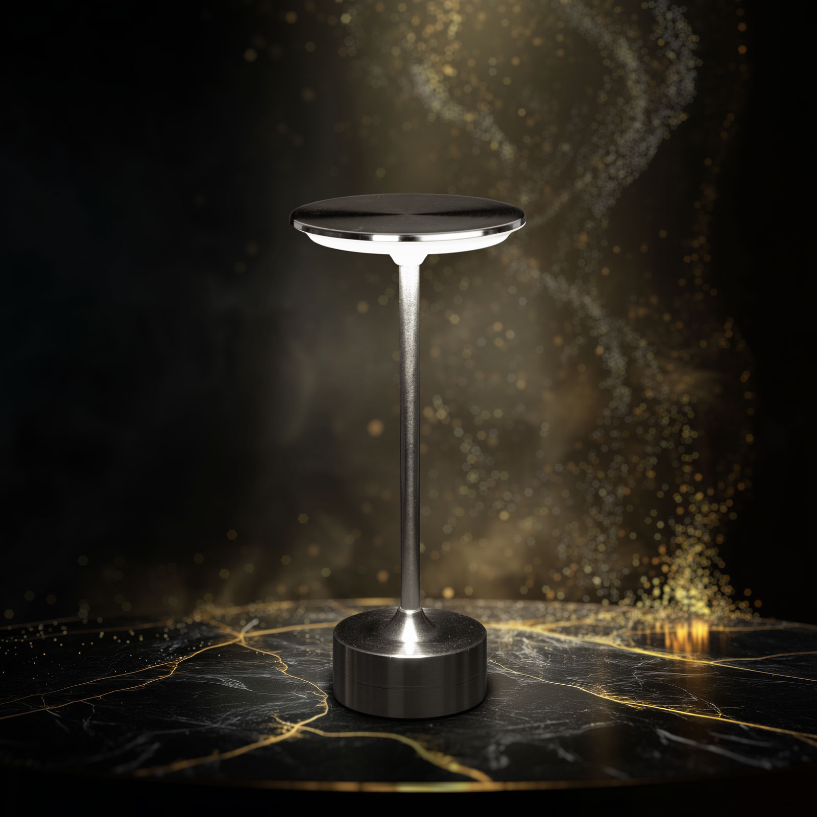 Lampă de masă - argint metal - căldură reglabilă color, luminozitate - baterie USB [2]