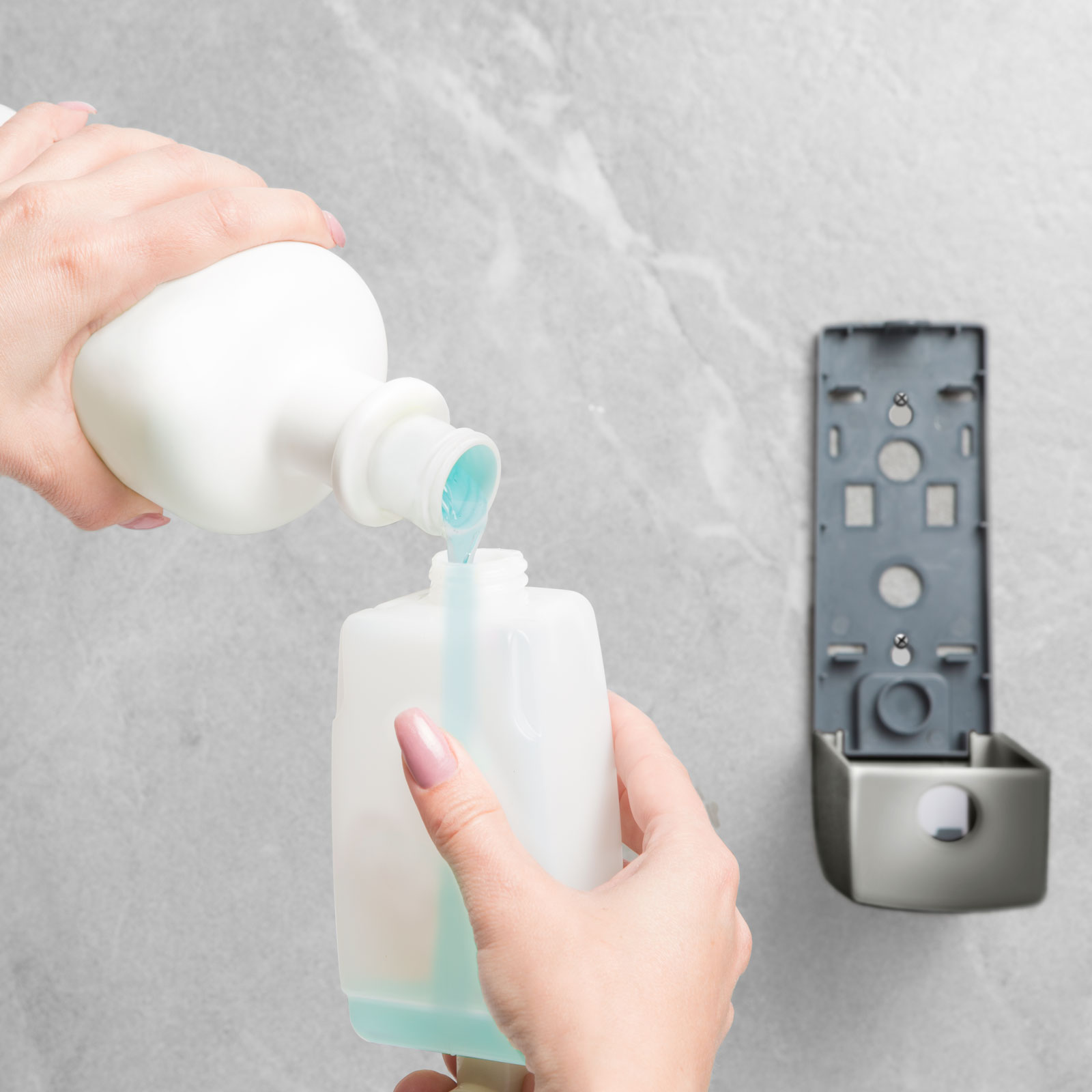 Dozator de săpun cu pompă manuală - 350 ml - perete - argintiu [2]