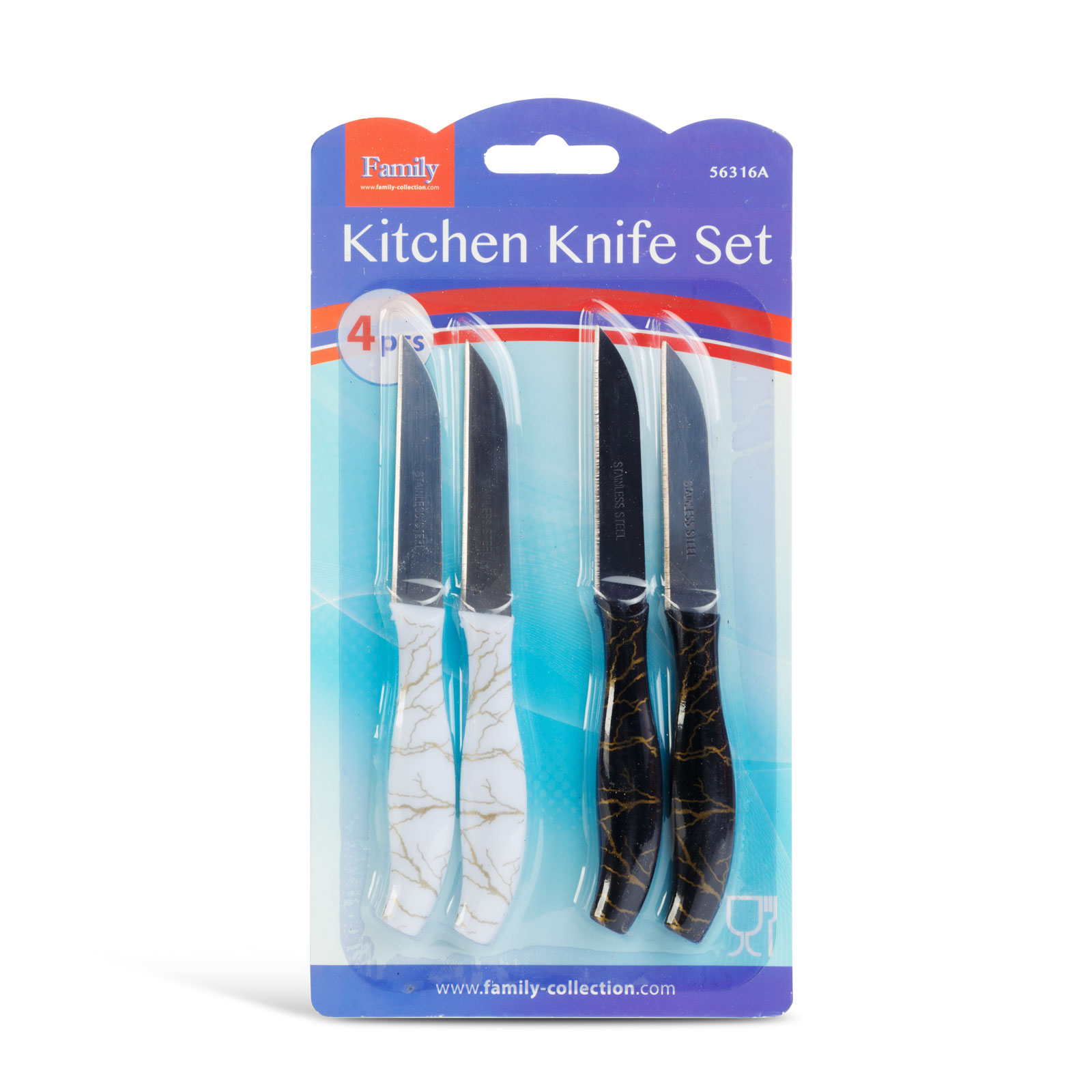 Kit cuțit de bucătărie - 15 cm - negru / alb - 4 bucăți / pachet [2]