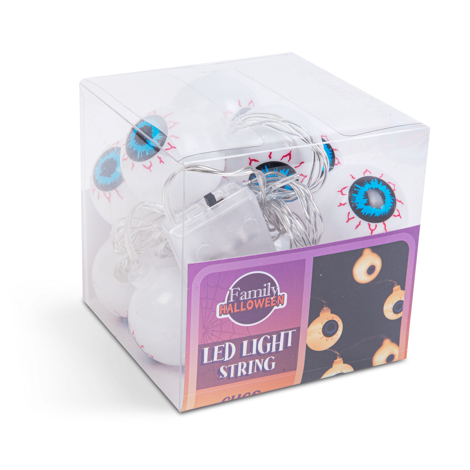Șir de lumină LED Halloween - glob ocular - 12 LED-uri - 2 x AA - 1,65 m [2]
