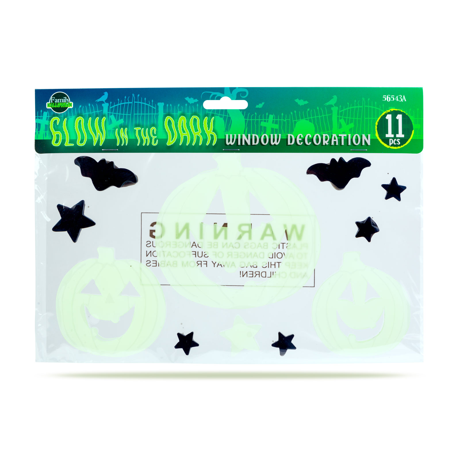 Decor fereastră fosforescentă de Halloween - dovleac - 29 x 16 cm [2]